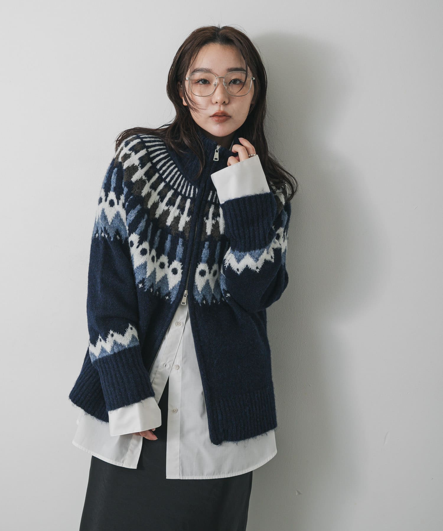 洗濯可』ノルディックジップセーター(One NAVY): トップス｜URBAN