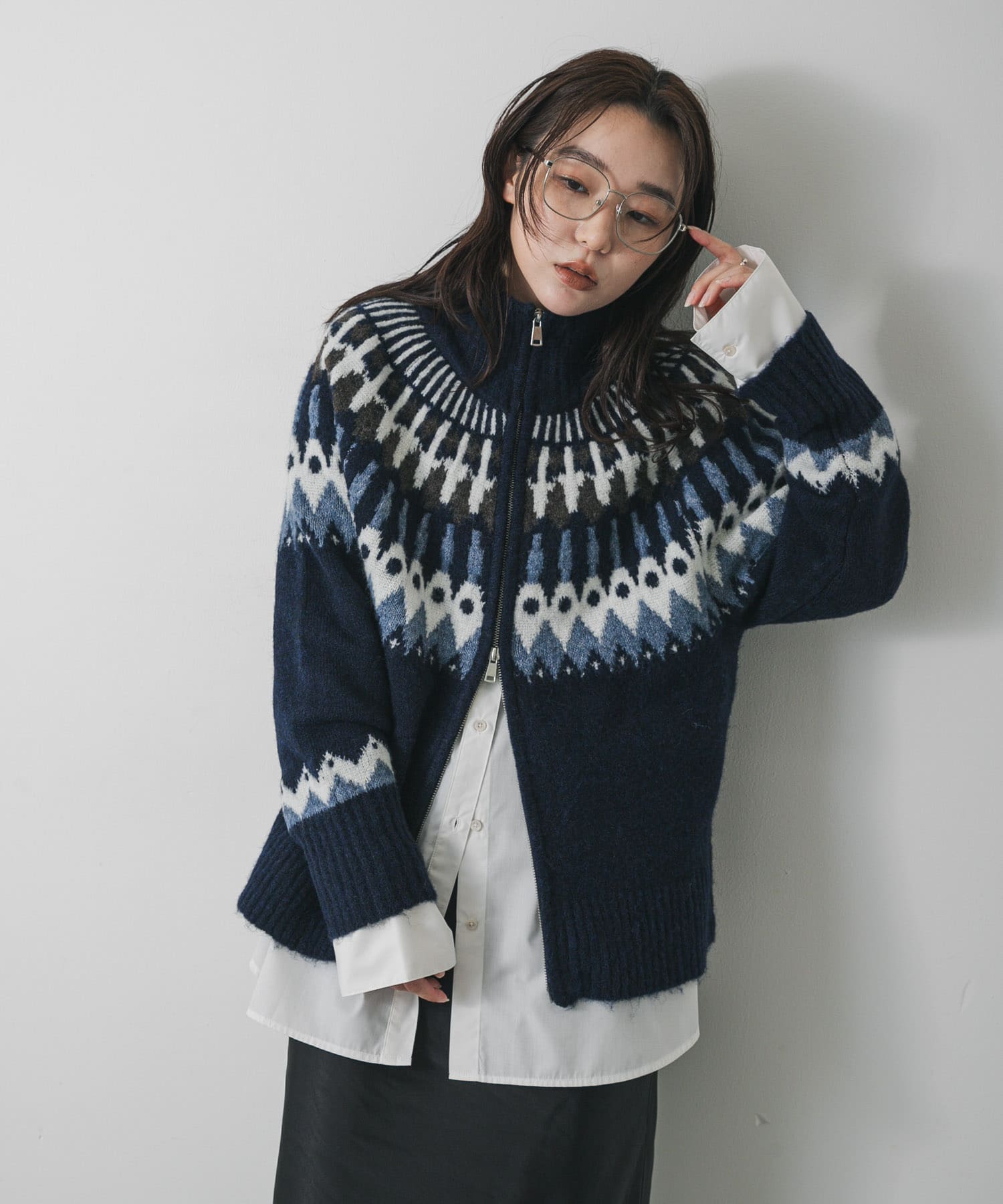 洗濯可』ノルディックジップセーター(One NAVY): トップス｜URBAN