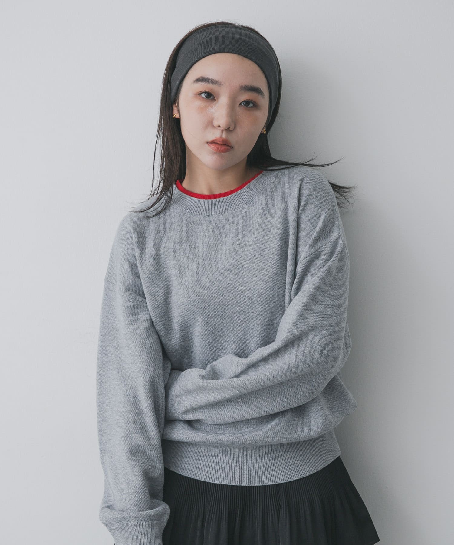 『洗濯可』バイカラーレイヤードセーター