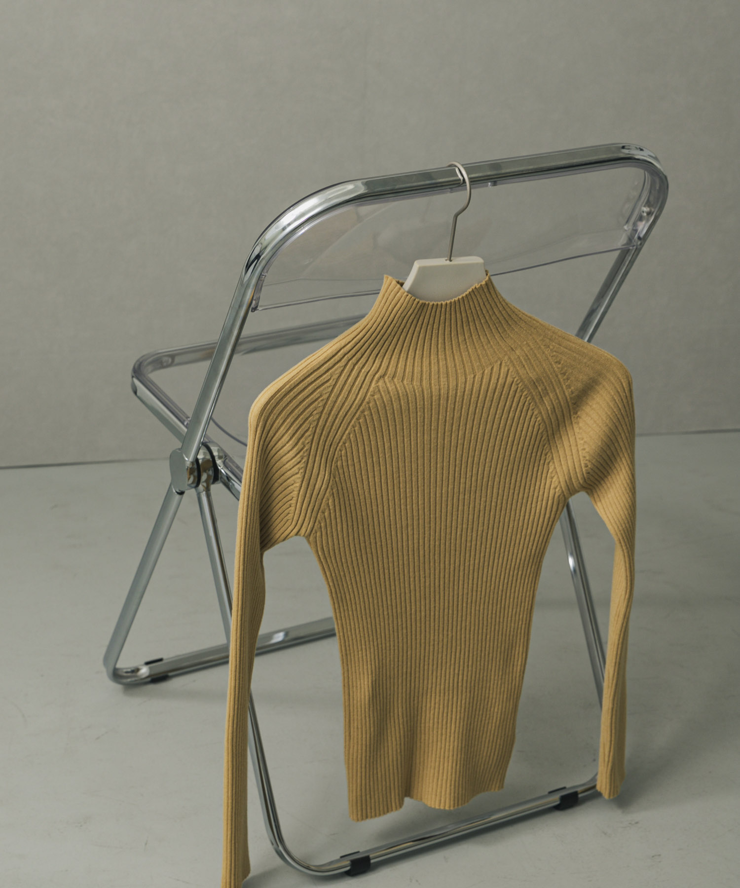 『一部WEB限定カラー』『毛玉防止』ストレッチリブハイネックセーター MUSTARD COMPACT