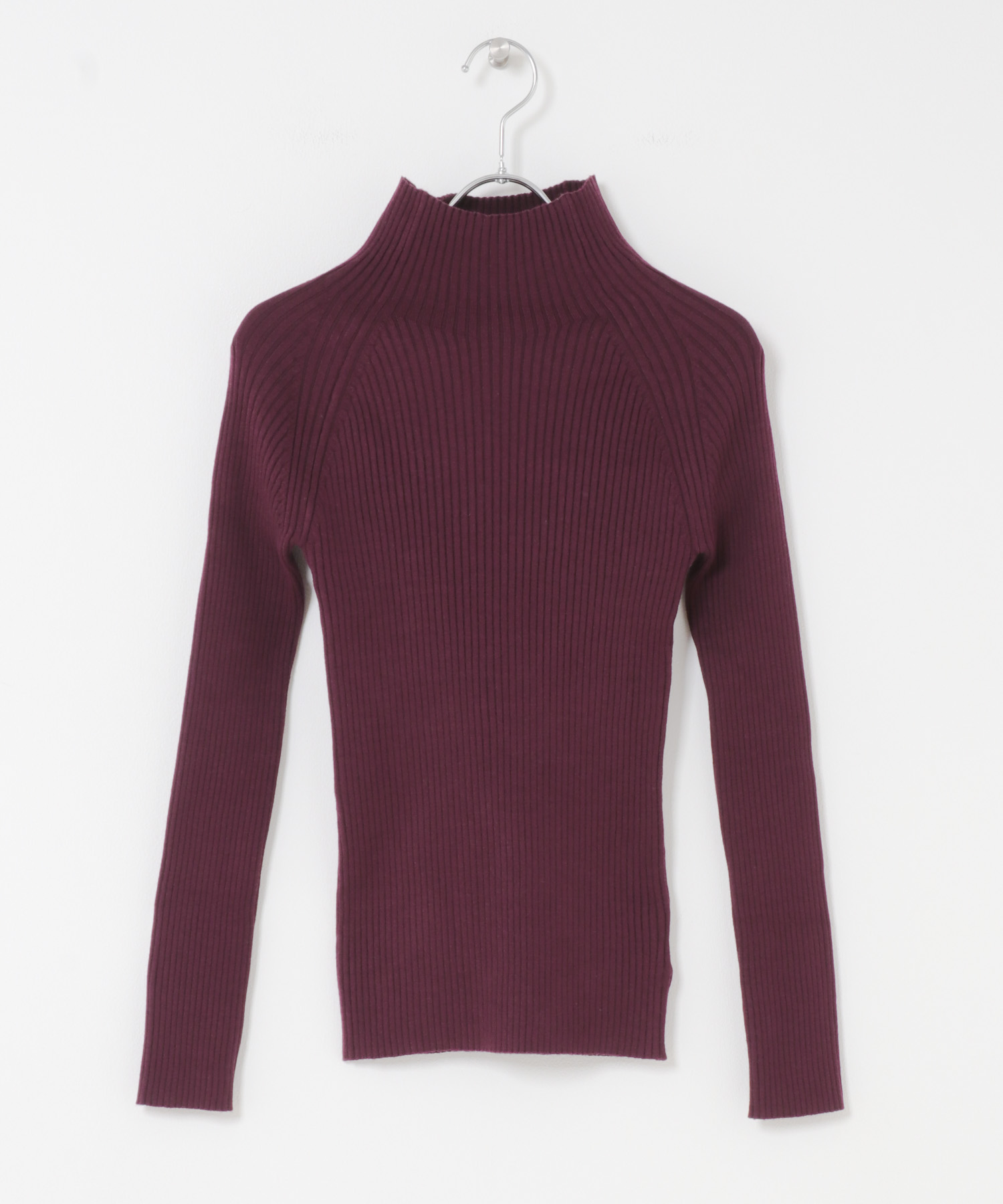 ストレッチリブハイネックセーター BORDEAUX one