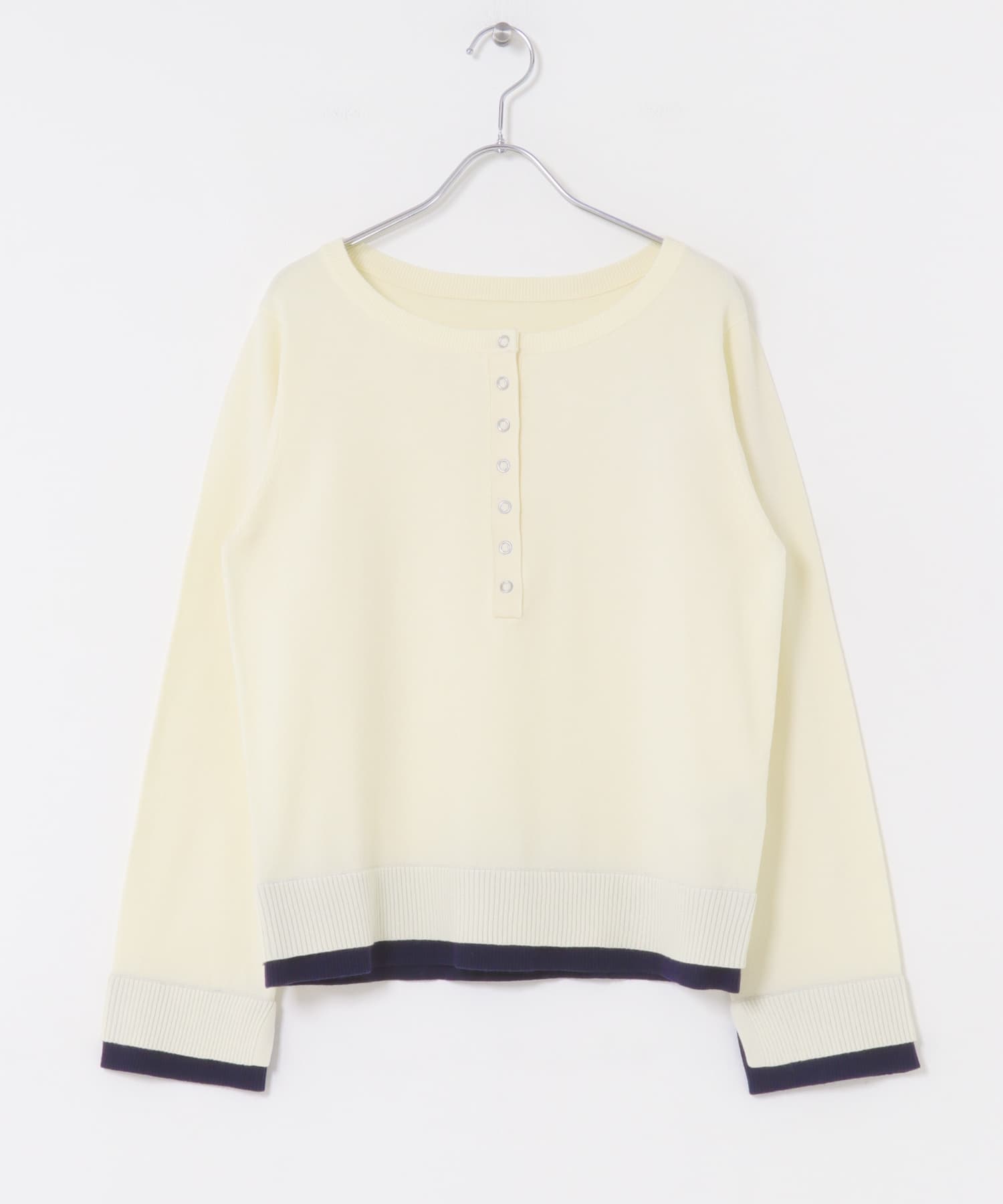 ヘンリーネックレイヤードセーター IVO×NVY One