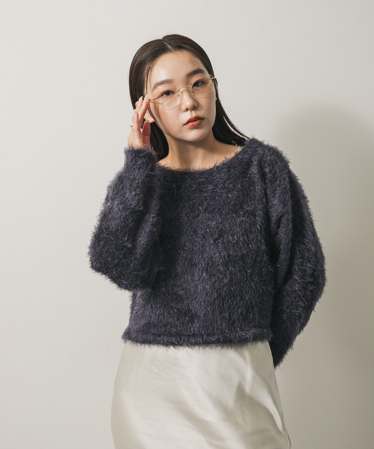 『WEB限定』クロップドシャギーセーター