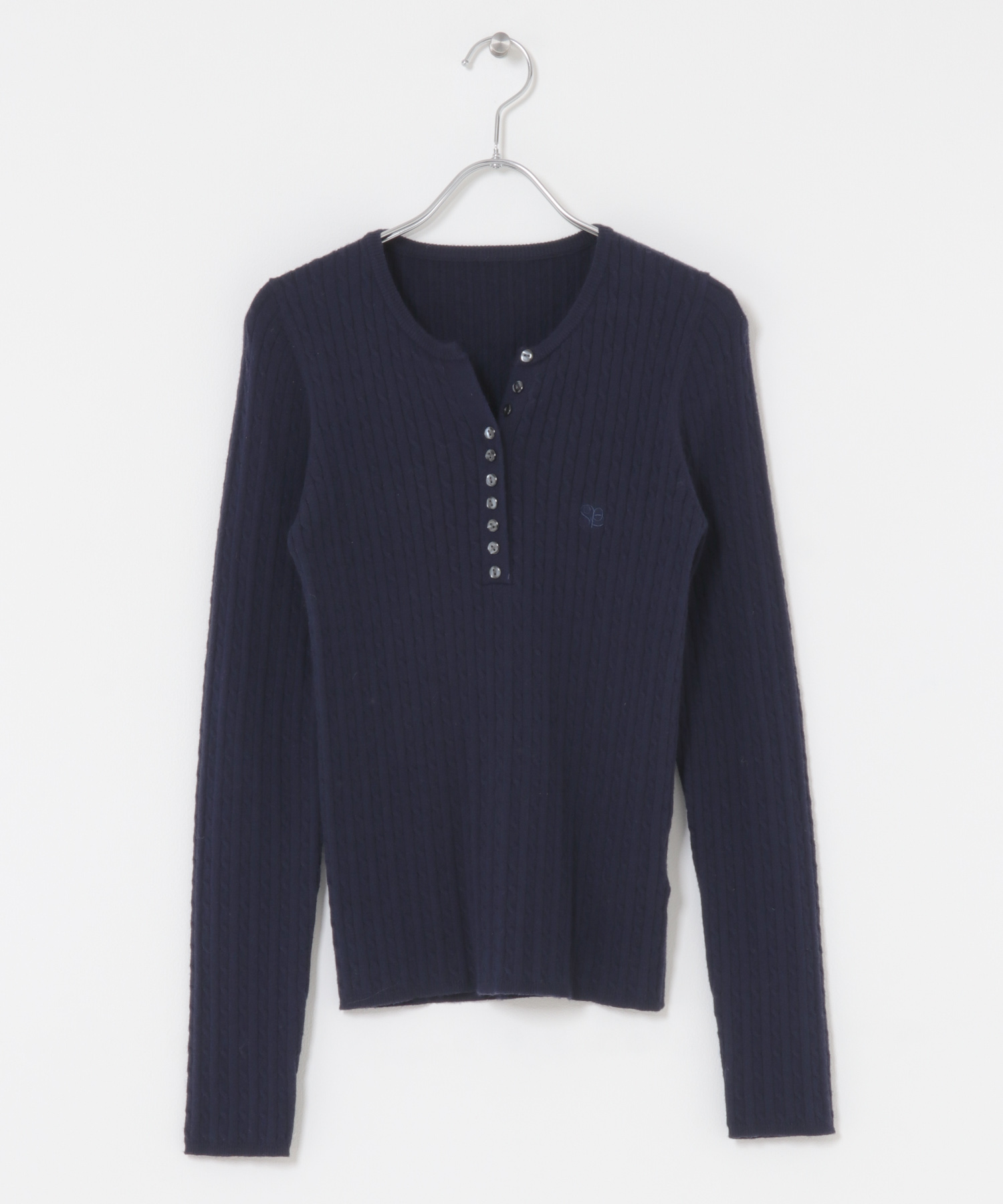 シシュウヘンリーネックミニケーブルセーター NAVY One