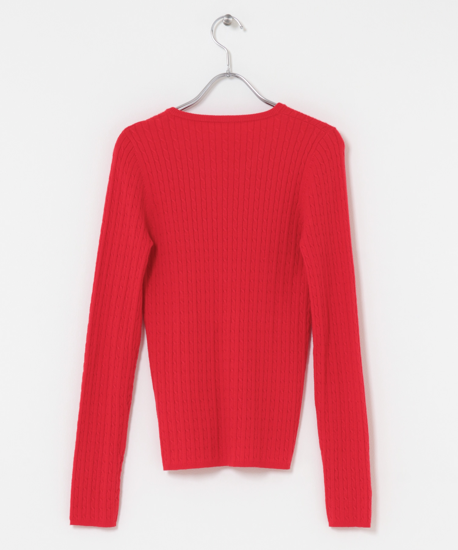 シシュウヘンリーネックミニケーブルセーター RED One