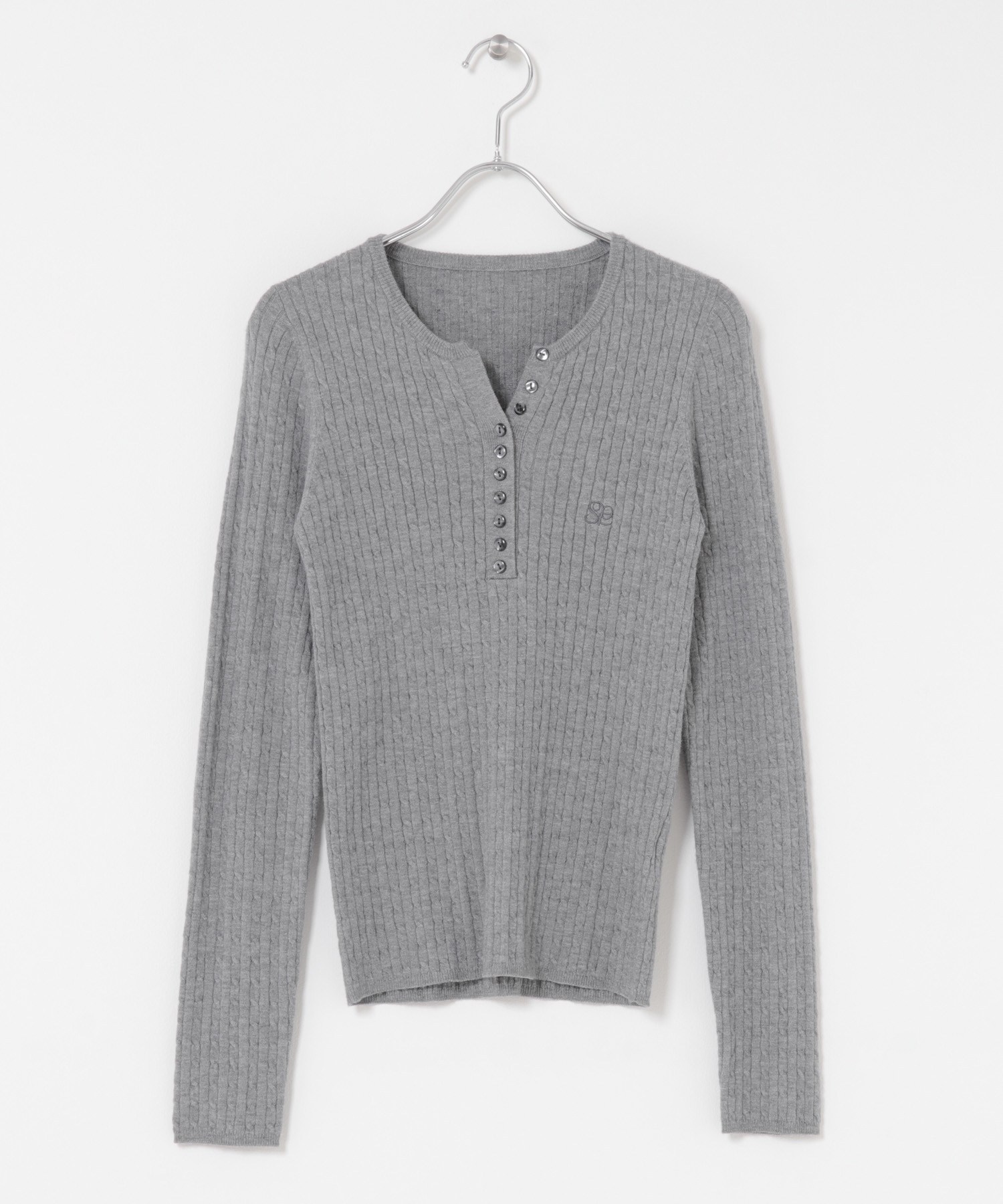 シシュウヘンリーネックミニケーブルセーター GRAY One