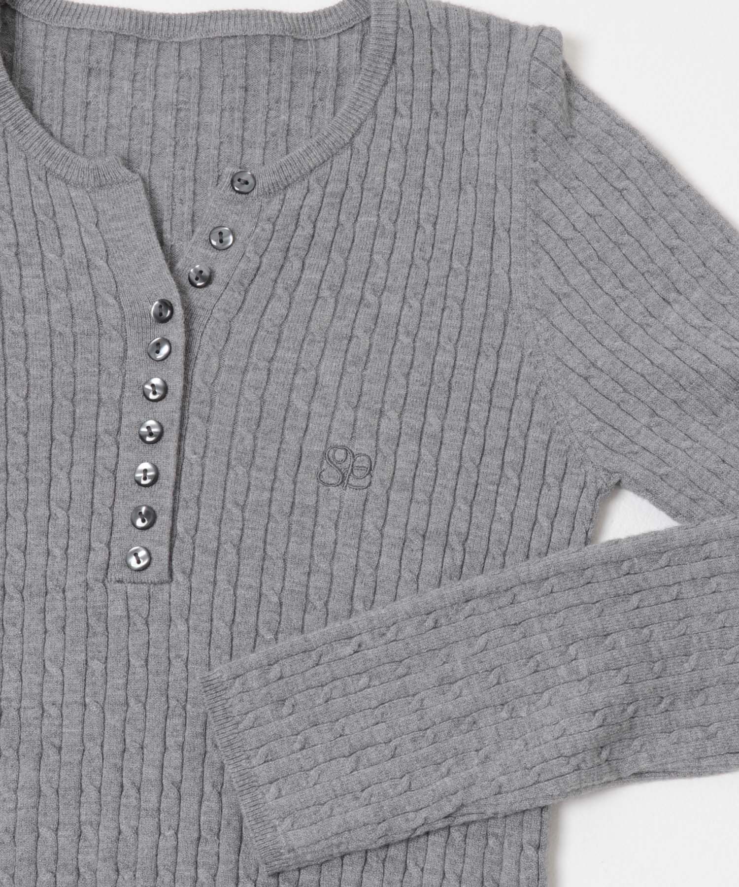 シシュウヘンリーネックミニケーブルセーター GRAY One