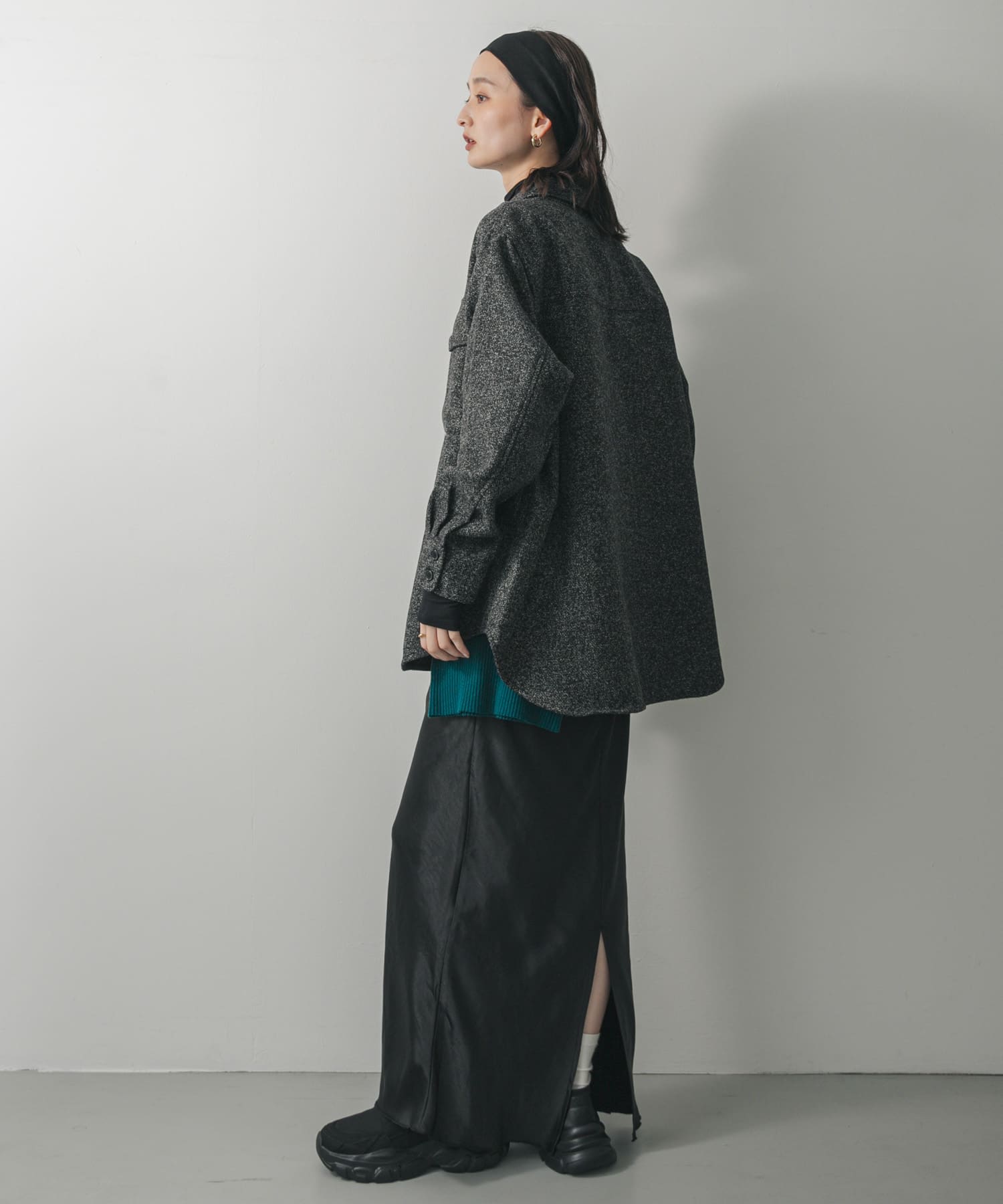 ウールライクオーバーシャツ BLK×GRY One