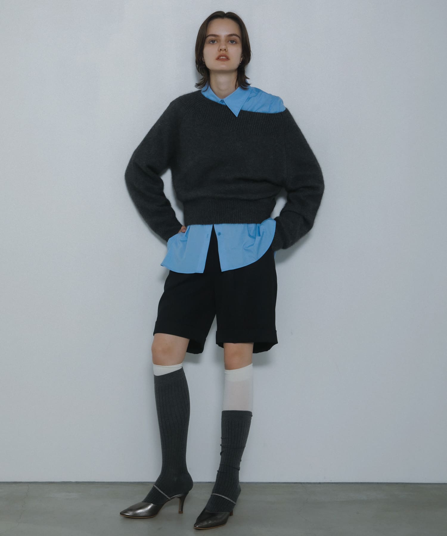 ターンバックハーフパンツ BLACK M