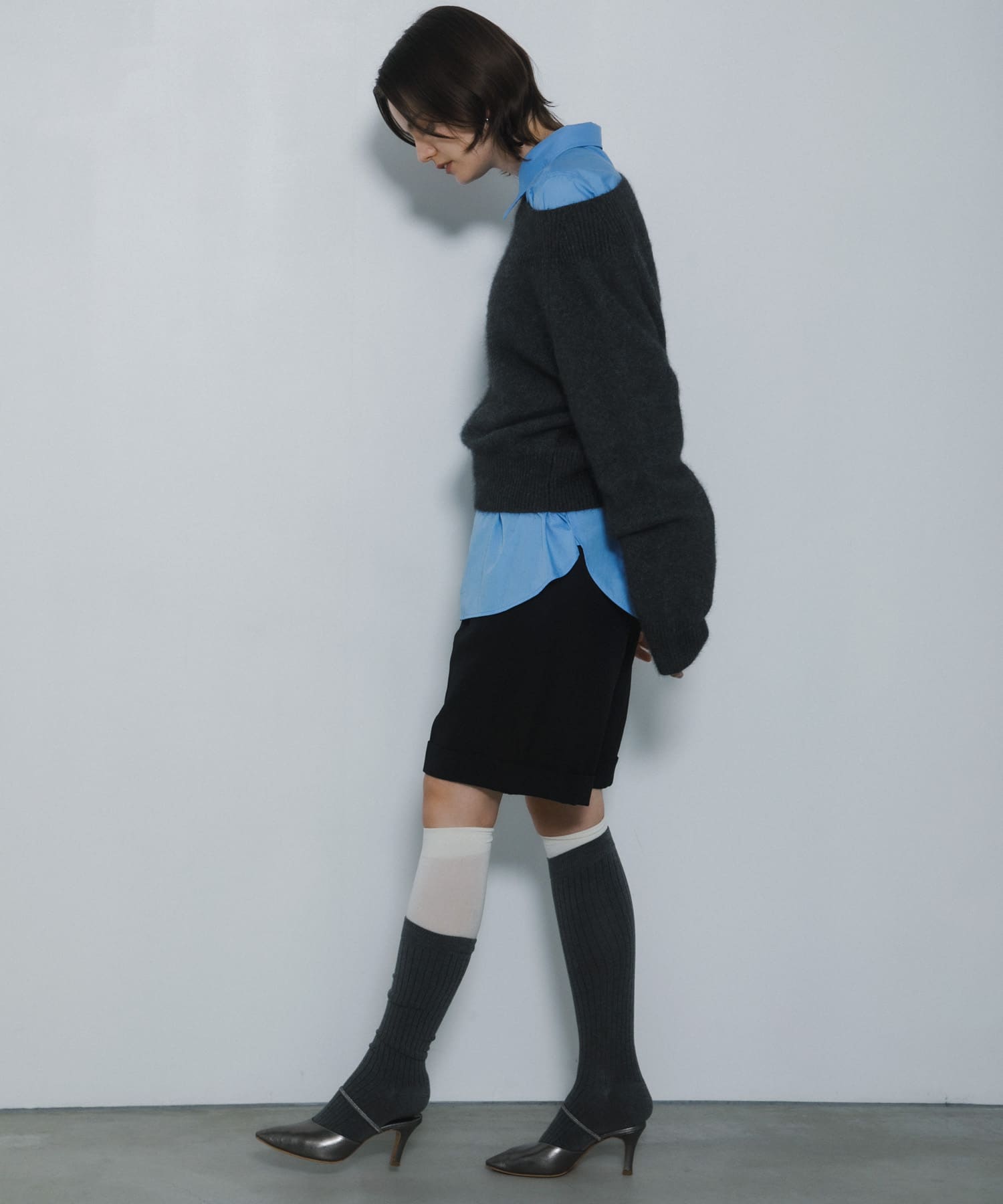 ターンバックハーフパンツ BLACK M