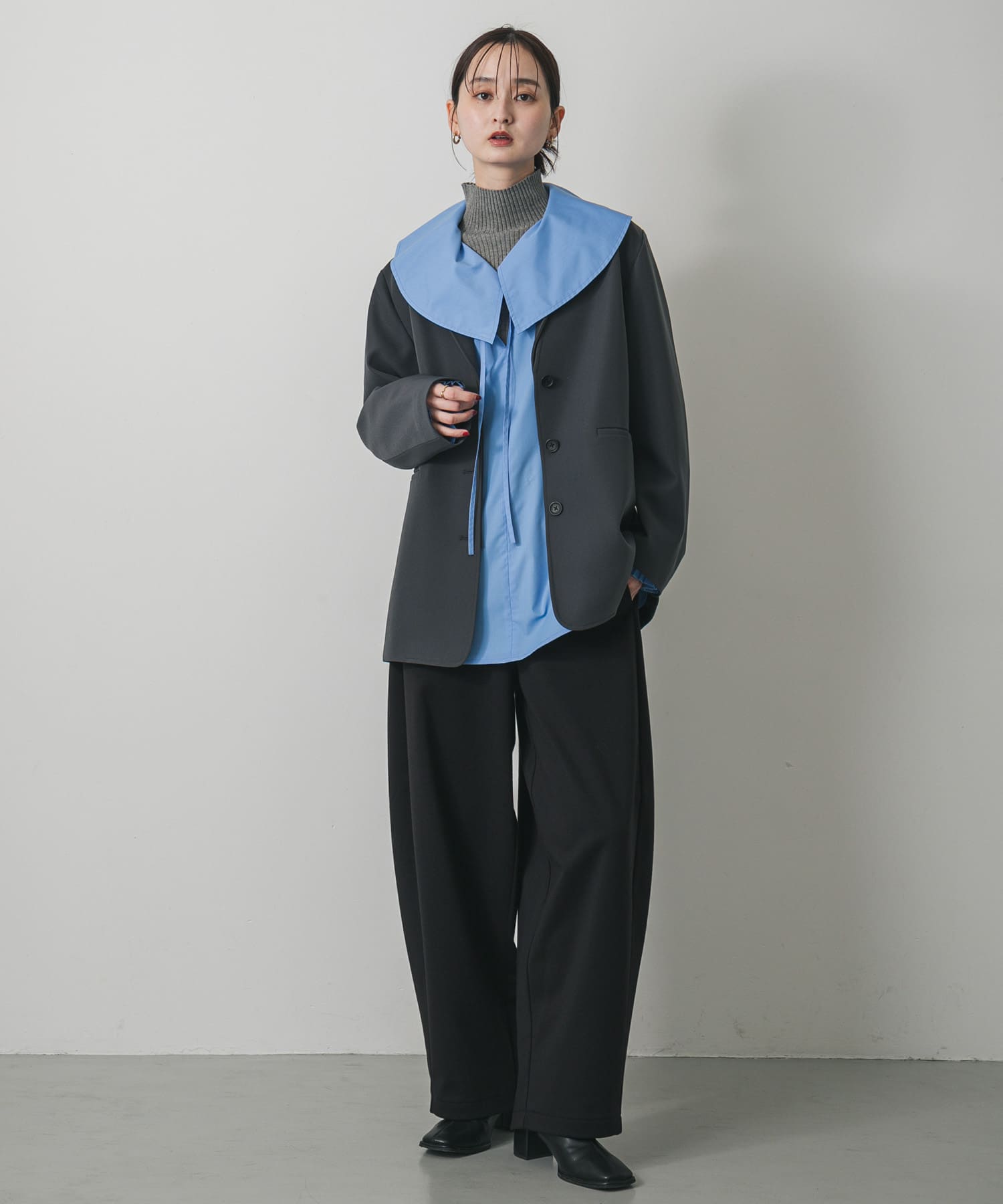 ワンポイントシシュウスウェットパンツ BLACK M