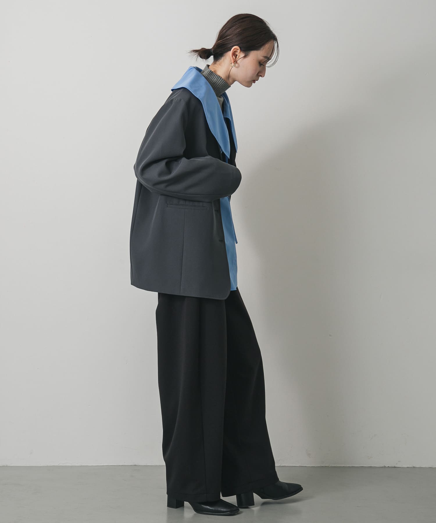 ワンポイントシシュウスウェットパンツ BLACK M