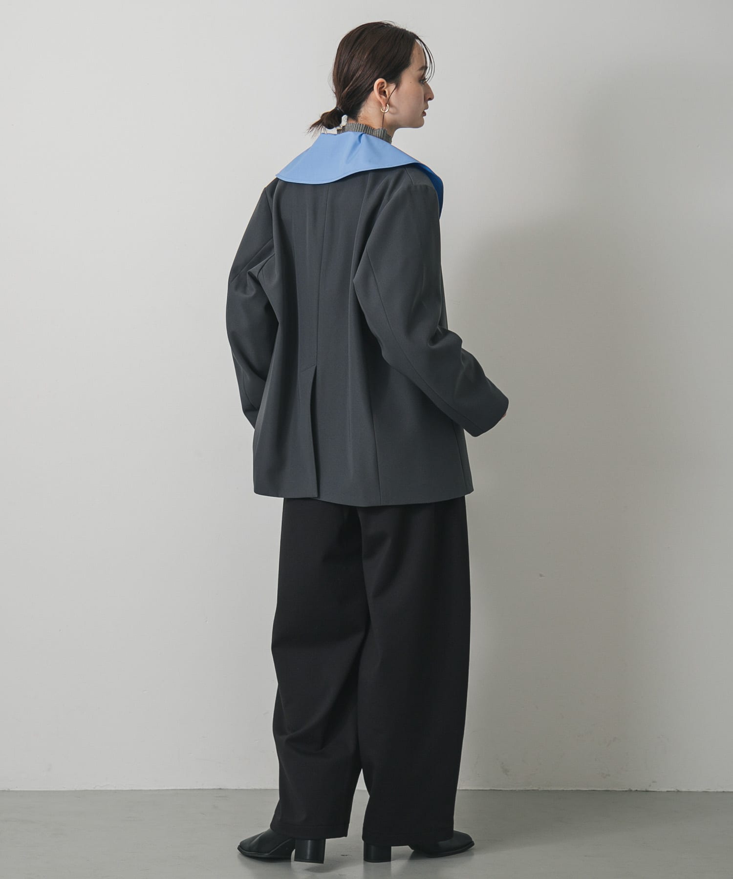 ワンポイントシシュウスウェットパンツ BLACK M