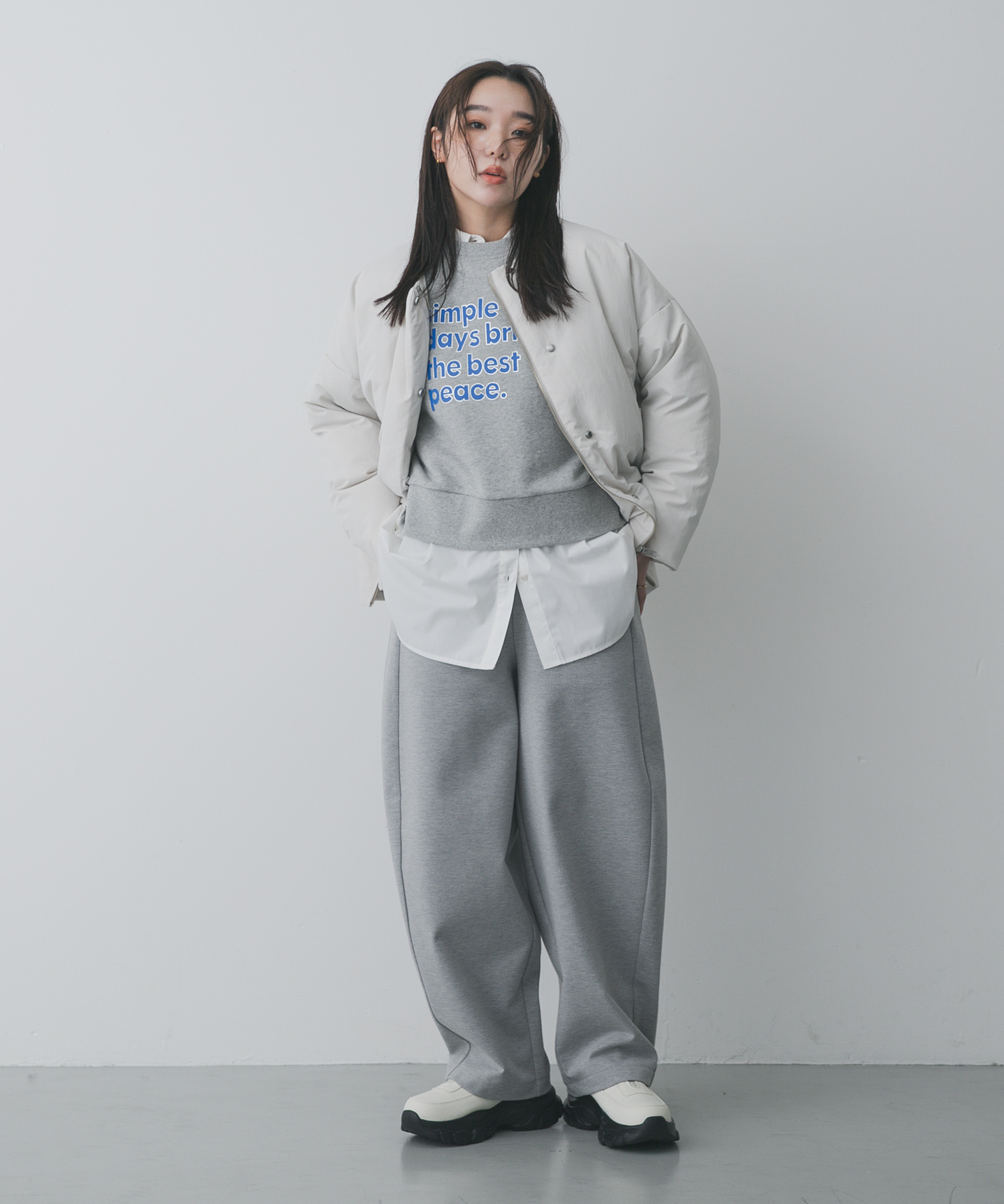 ワンポイントシシュウスウェットパンツ