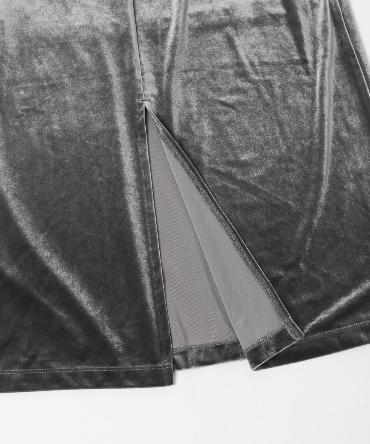 『TALLサイズ/WEB限定』ベロアナロースカート GRAY S