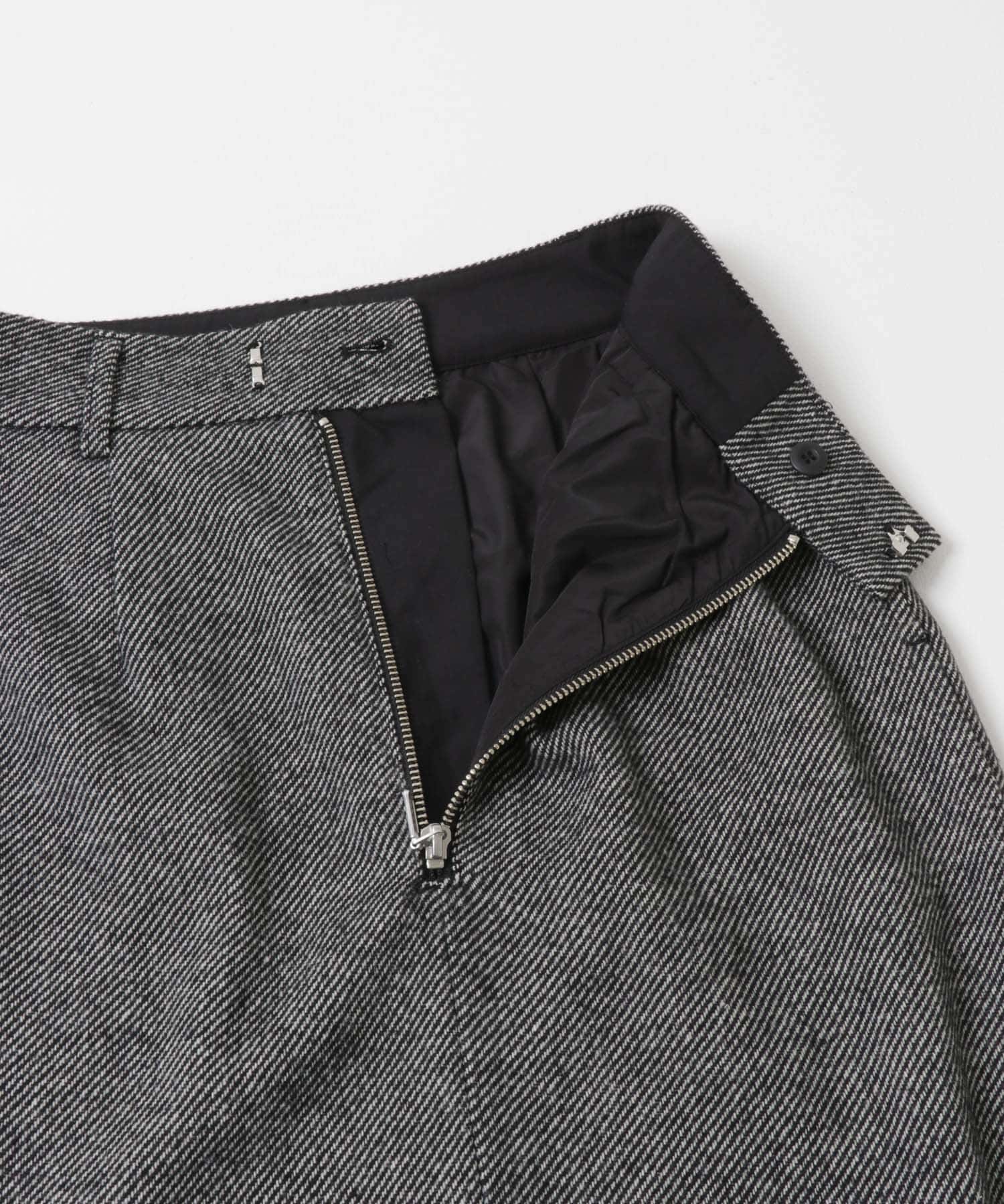 ツイードフリンジジップスカート BLACK S