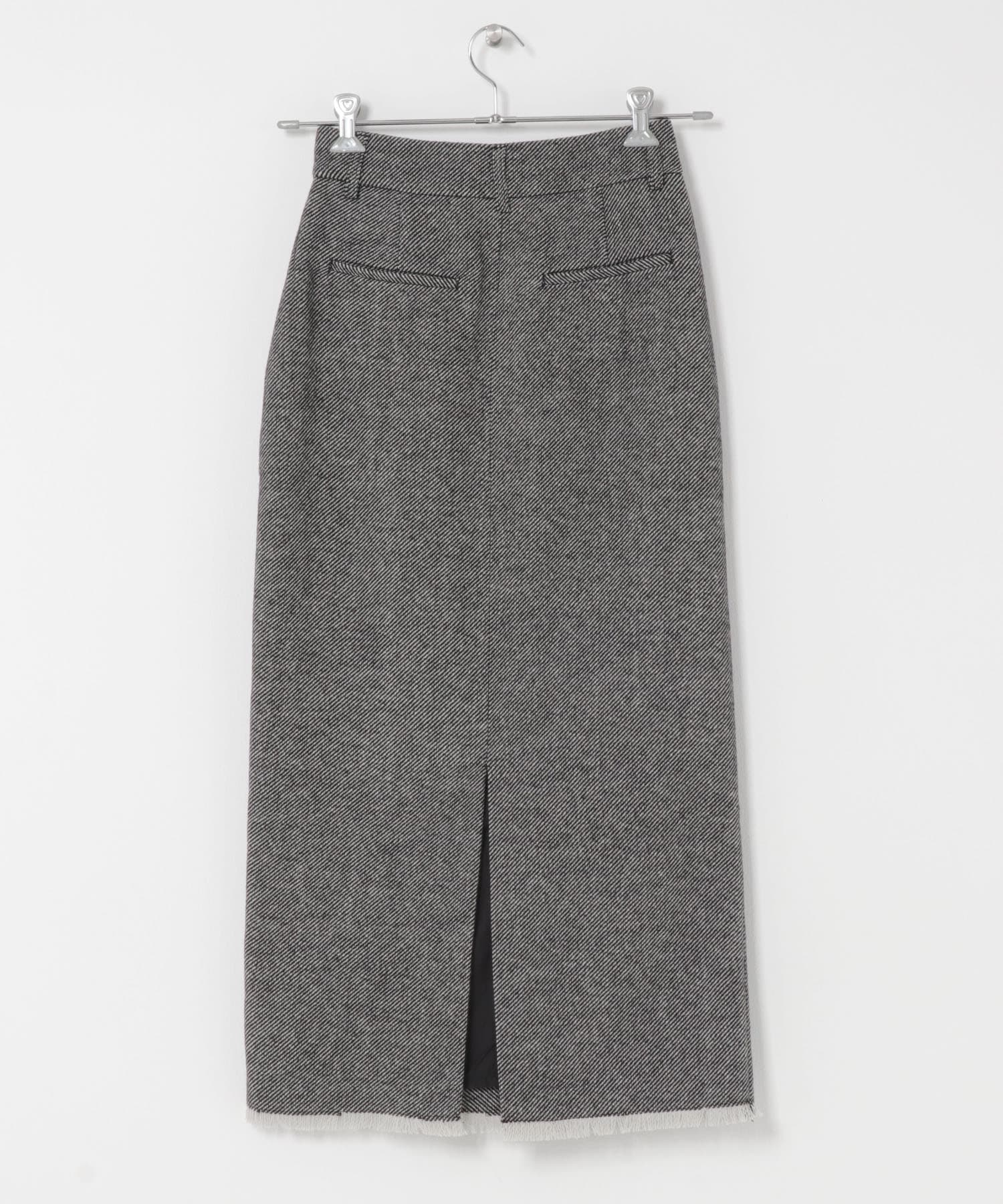 ツイードフリンジジップスカート BLACK S