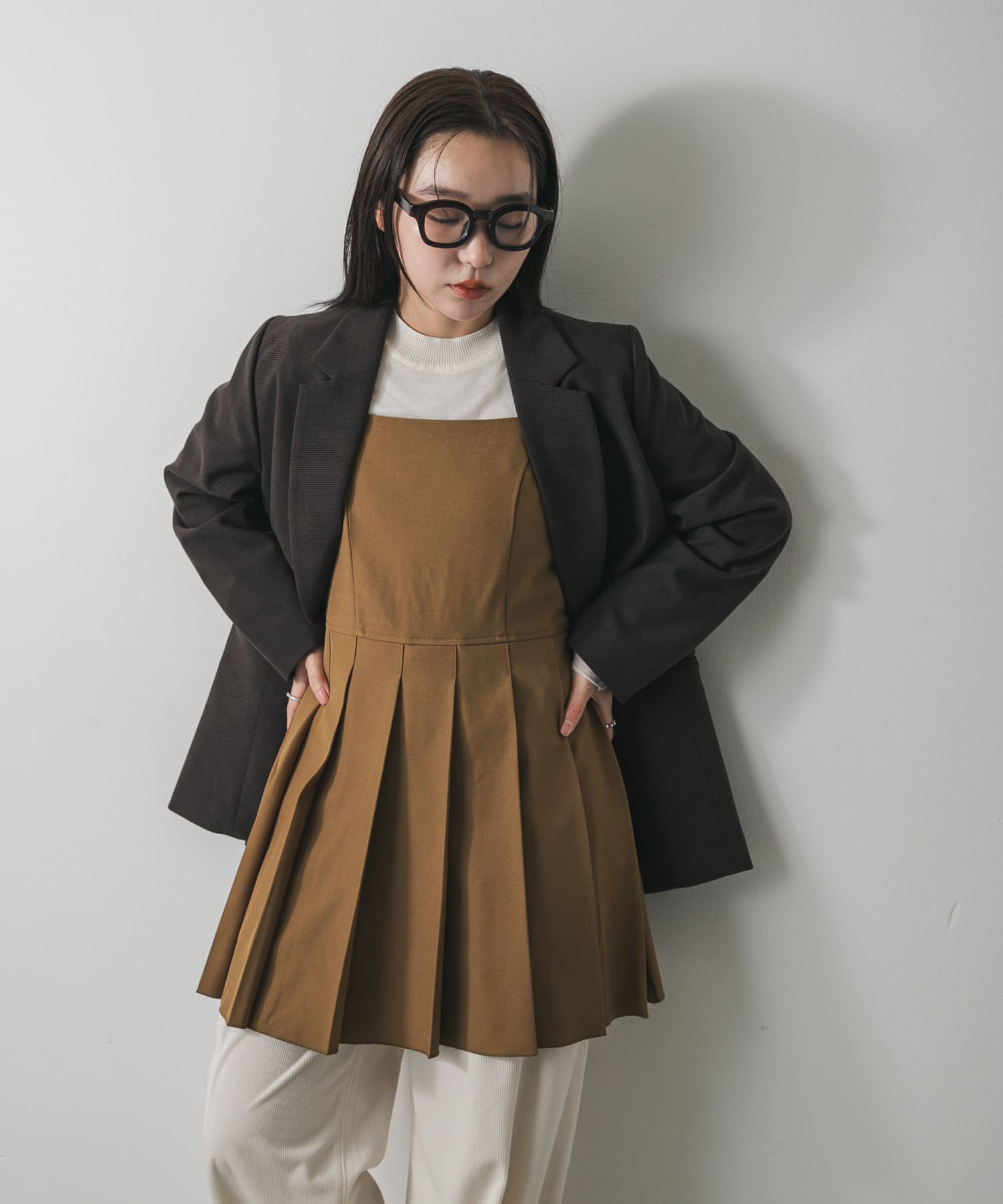 プリーツミニキャミワンピース