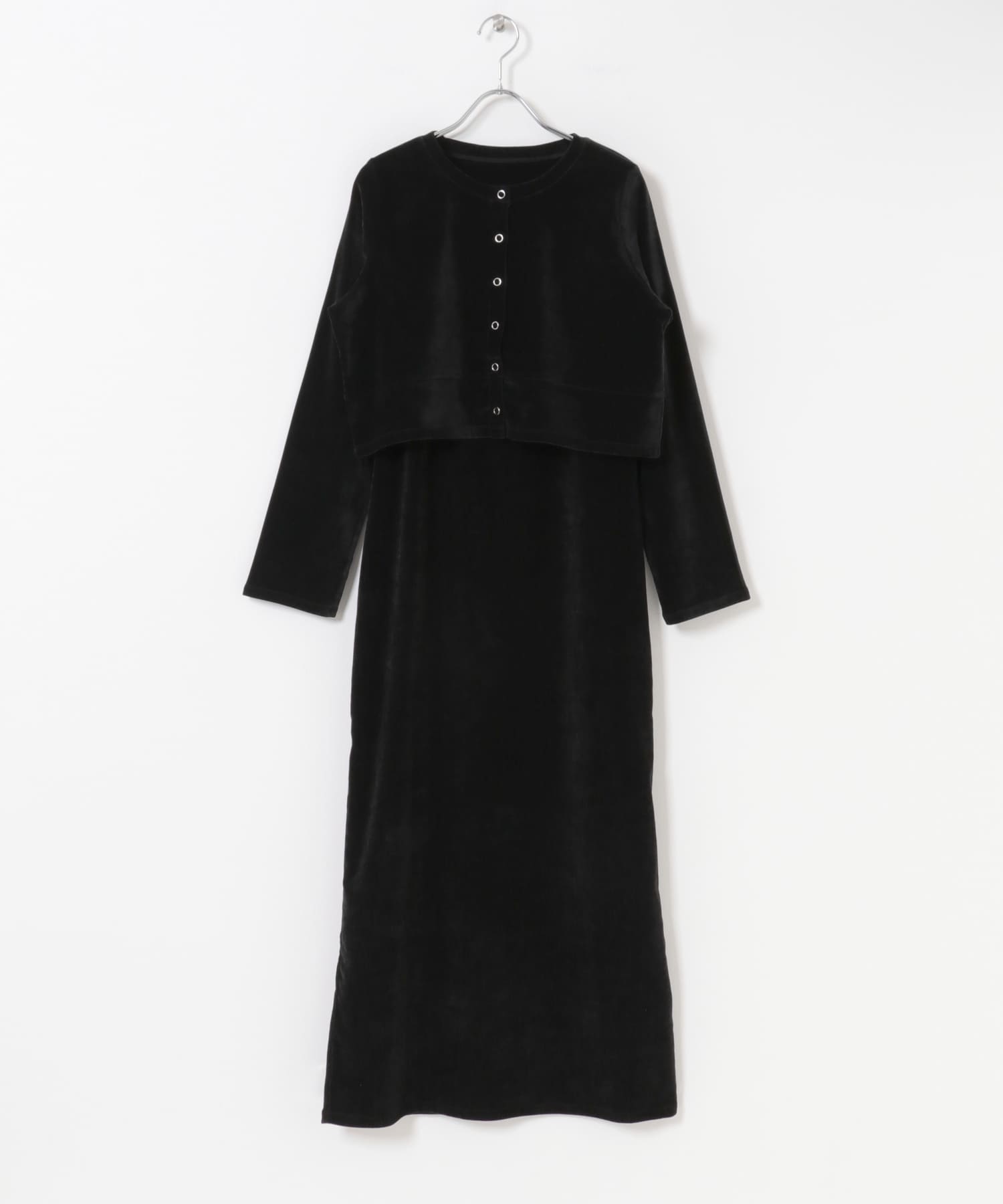2Pベロアアンサンブルワンピース BLACK COMPACT