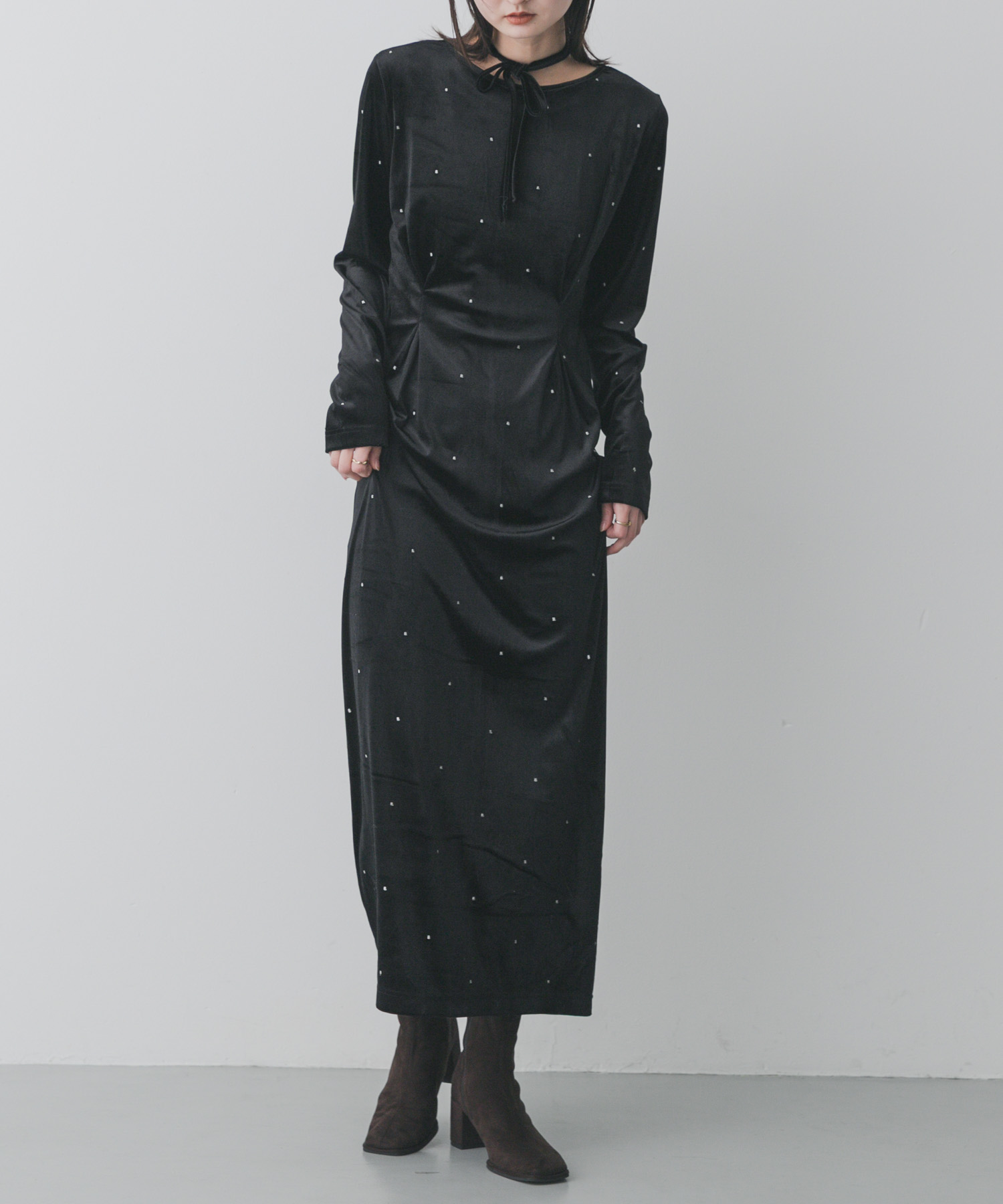 ドットシシュウベロアワンピース