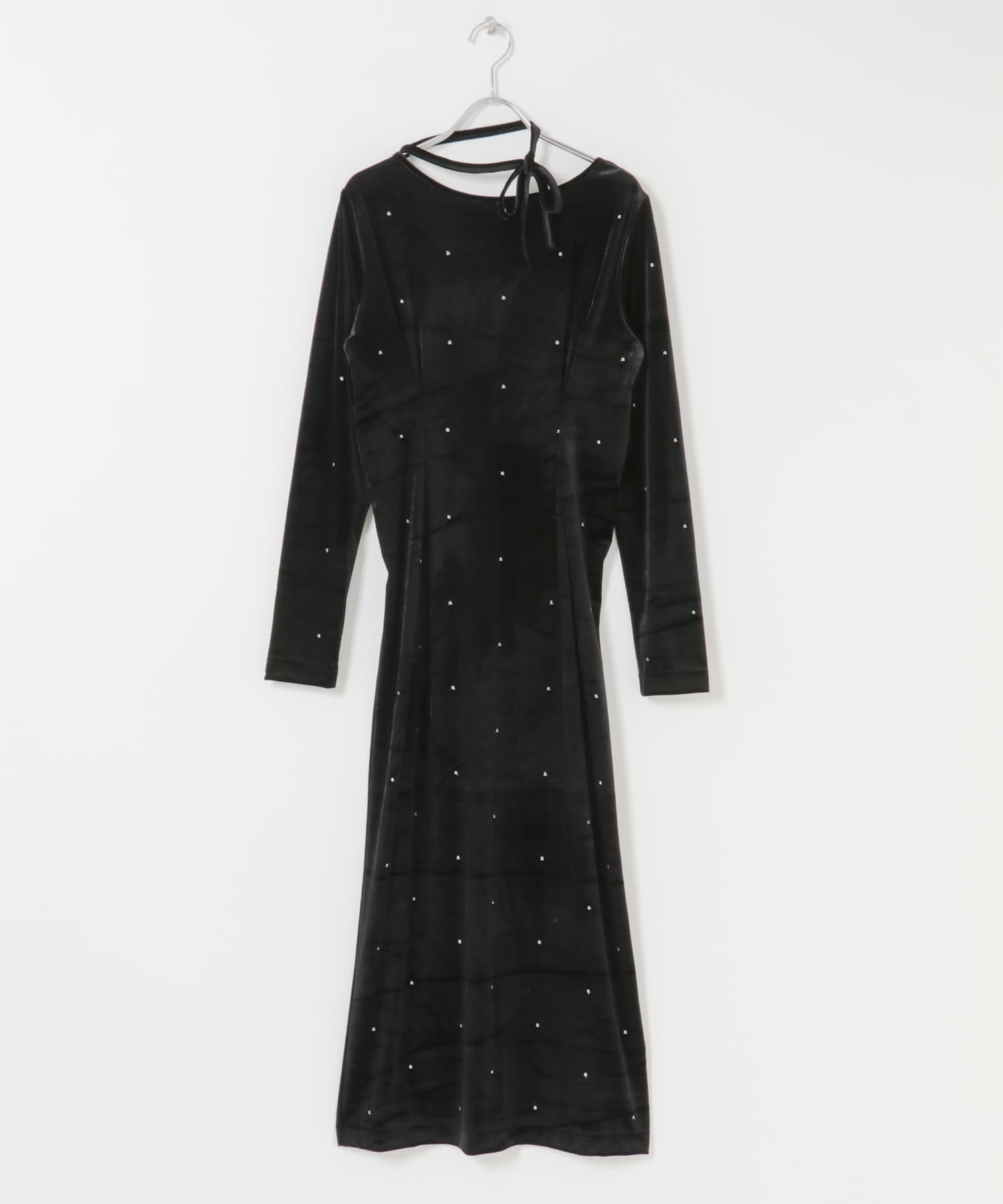 ドットシシュウベロアワンピース(COMPACT BLACK): ワンピース｜URBAN