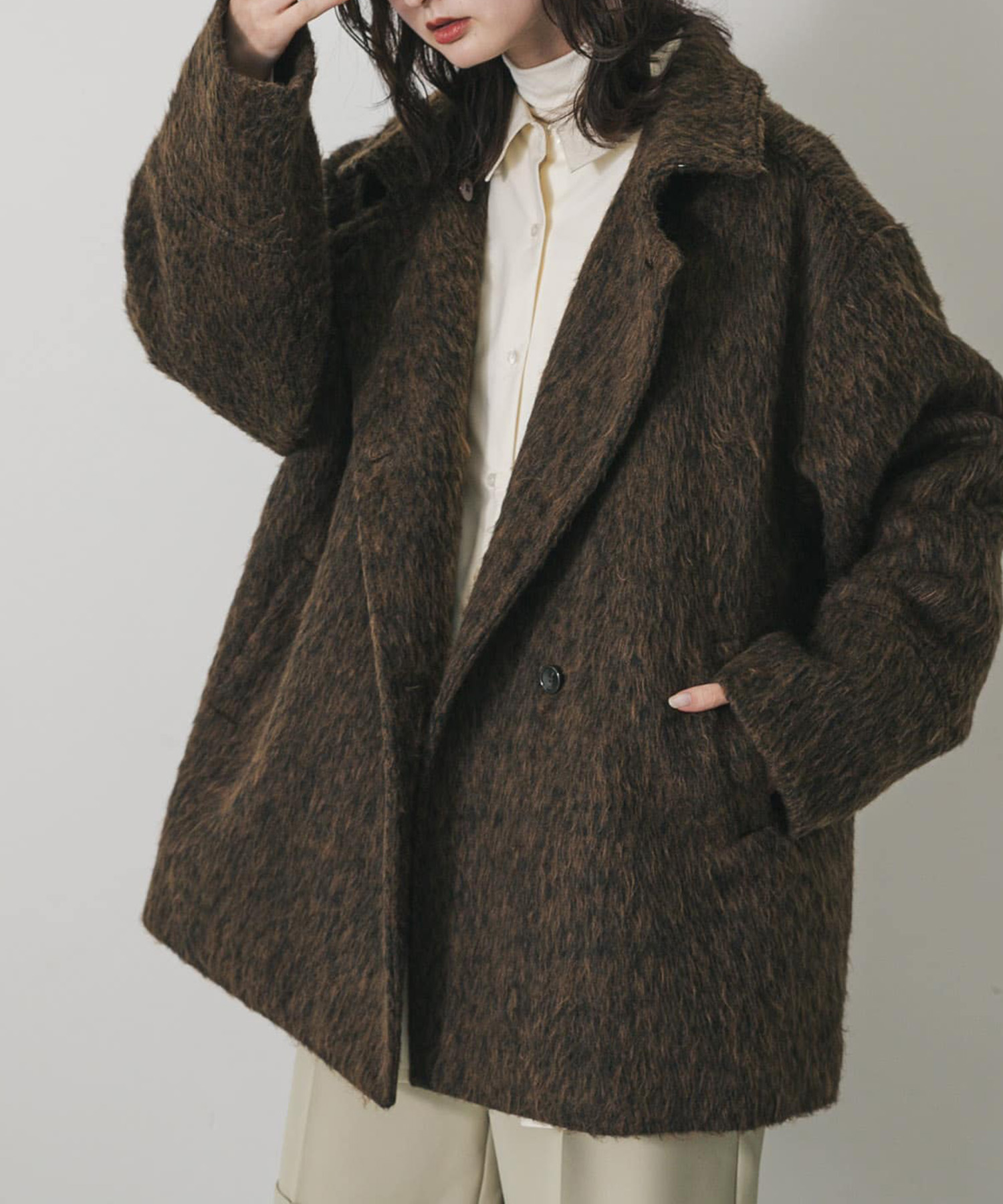 マルチカラーシャギーコート