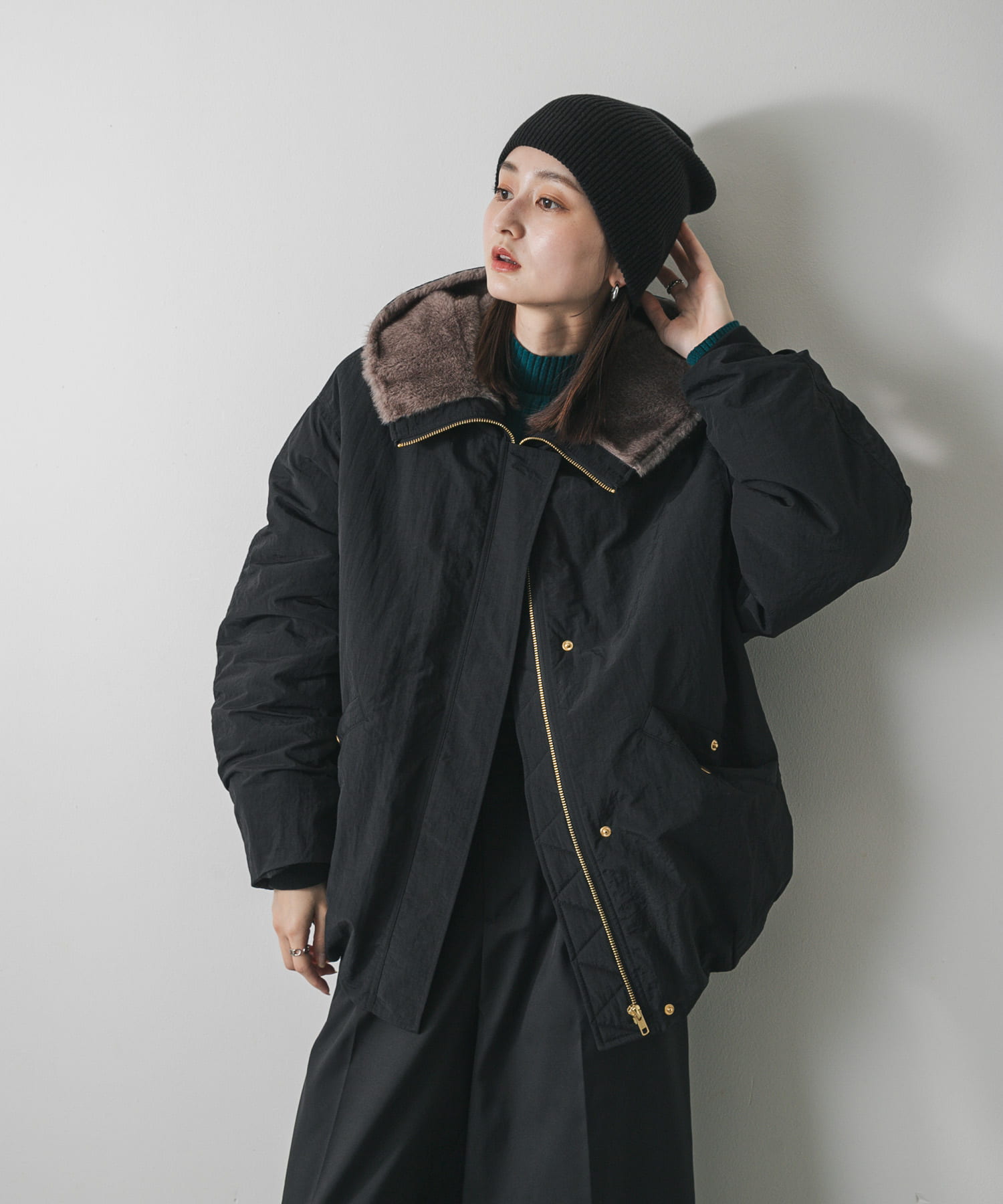 ファーエリバルーンブルゾン