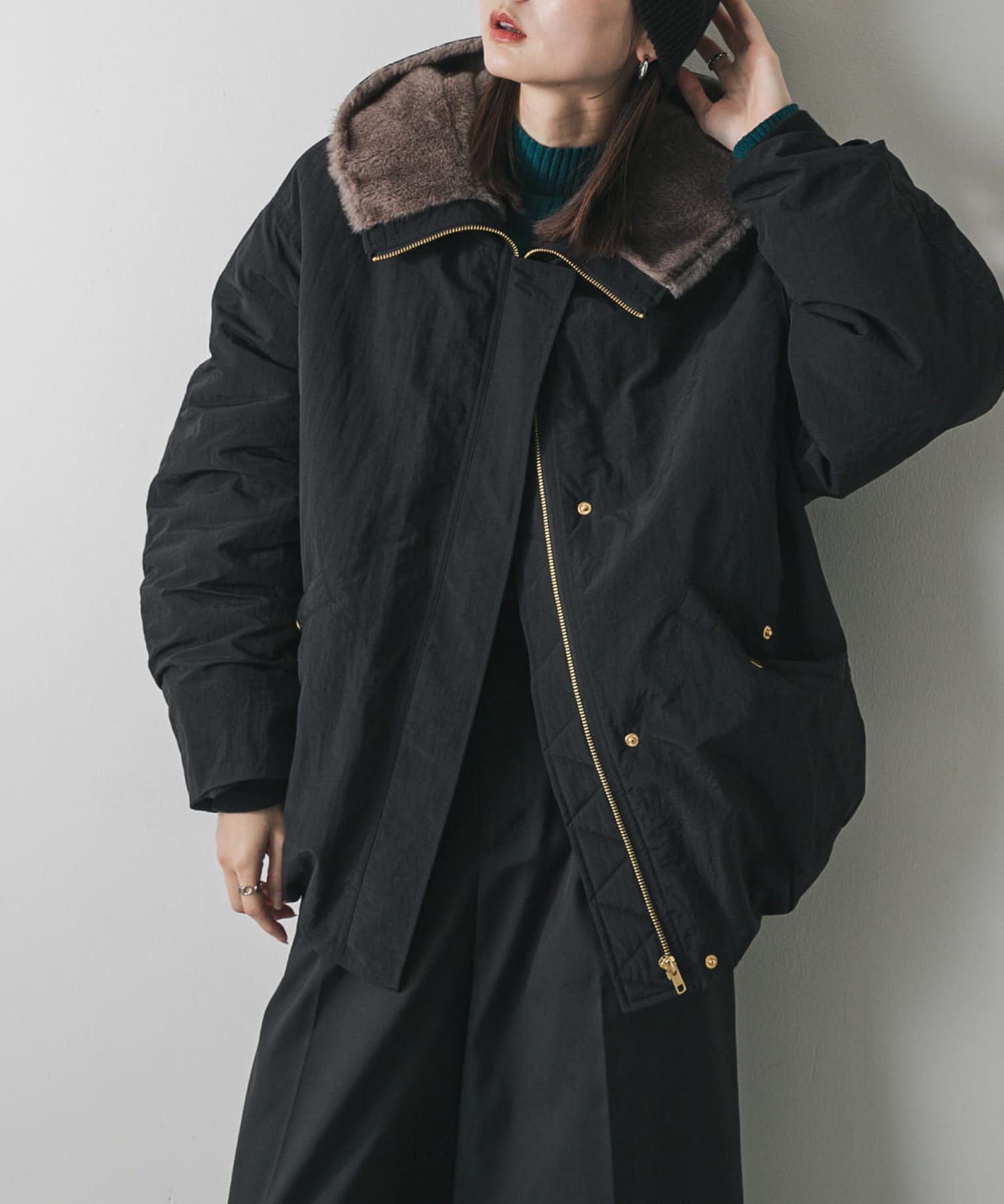 ファーエリバルーンブルゾン