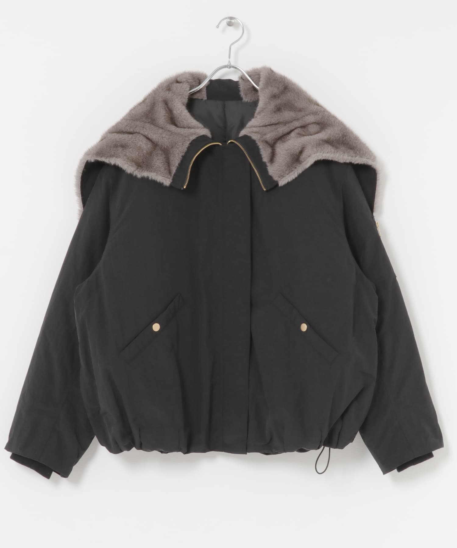 ファーエリバルーンブルゾン BLACK One