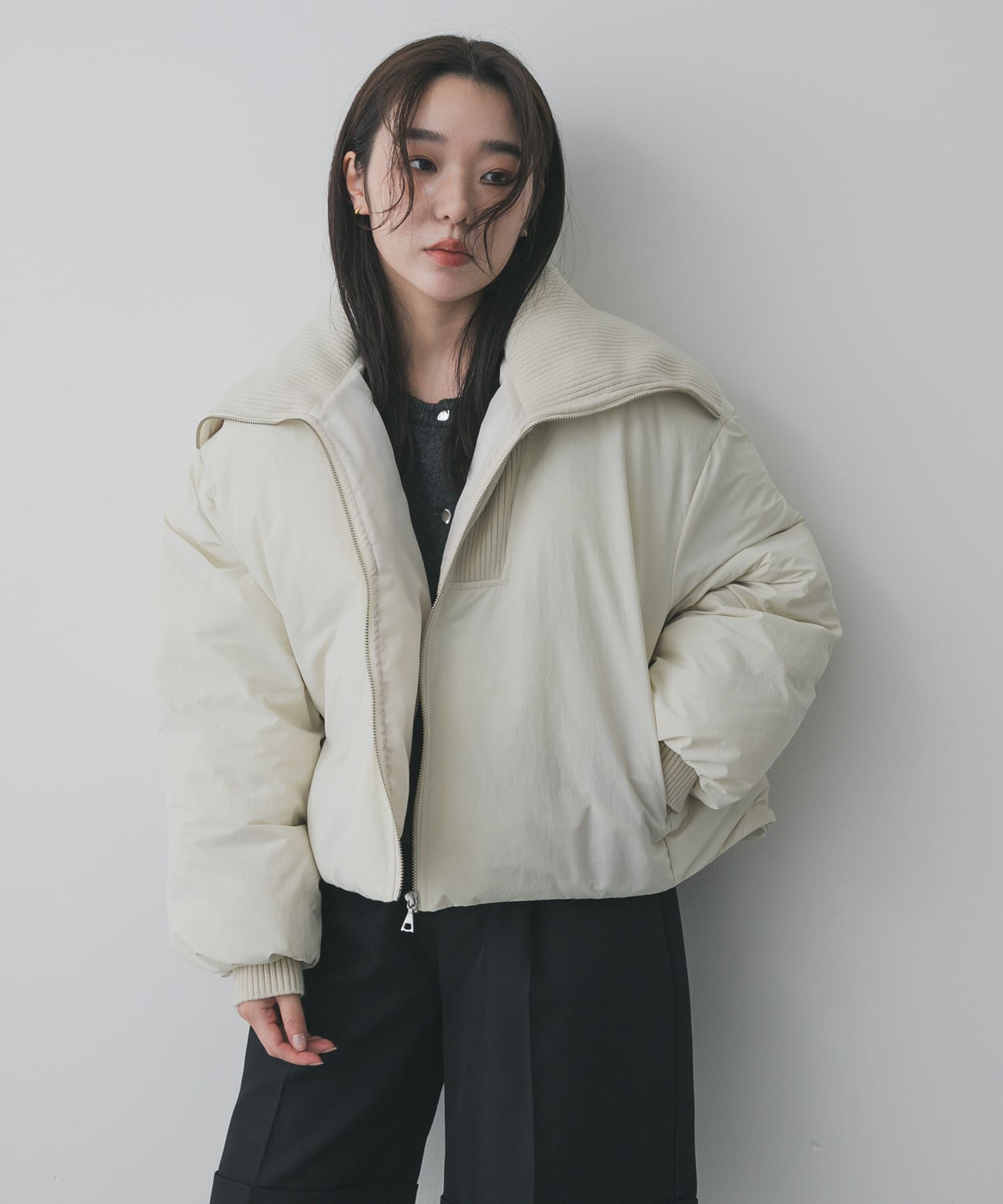 ビッグカラーショートパフジャケット(One KHAKI): アウター｜URBAN