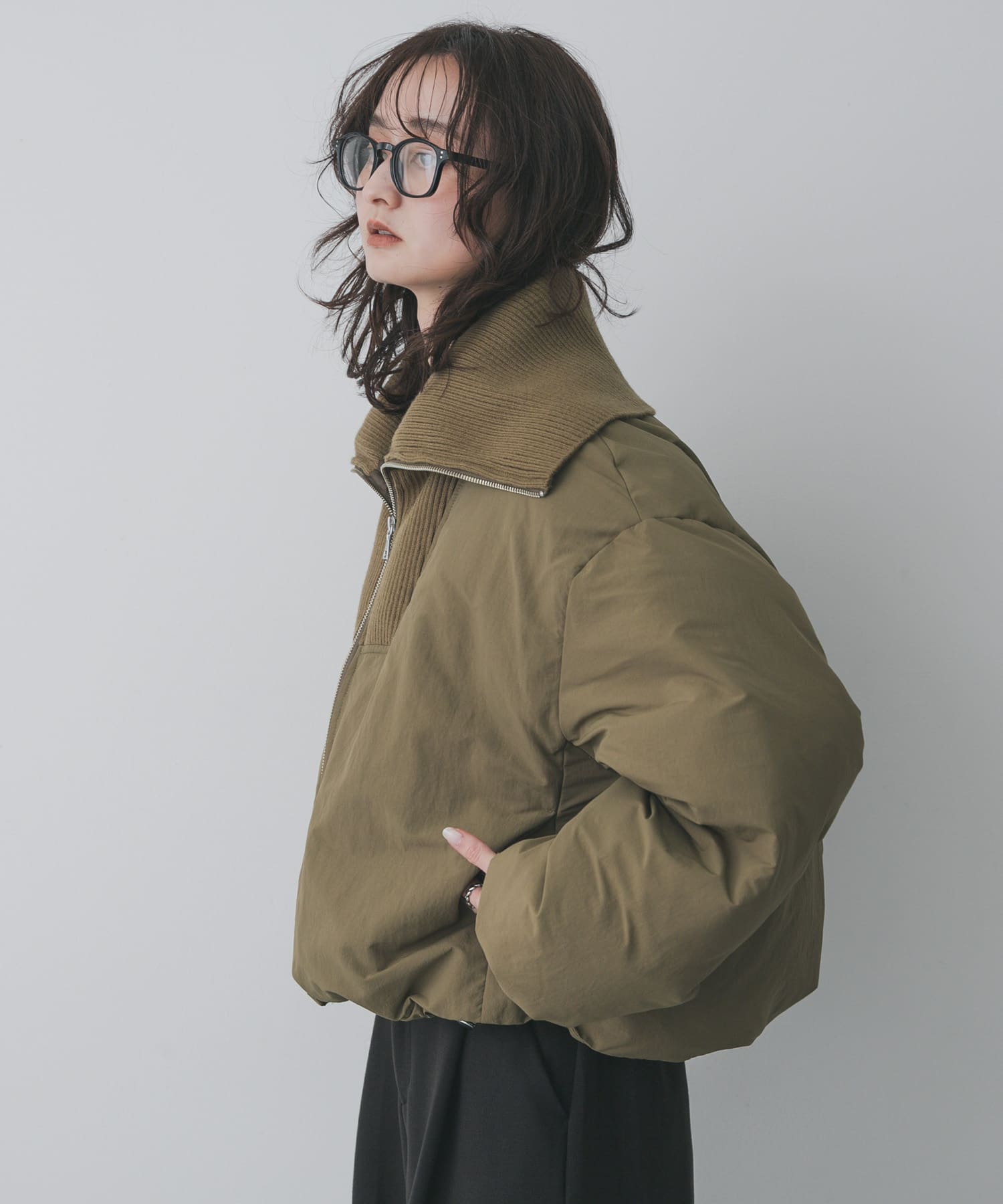 ビッグカラーショートパフジャケット(One KHAKI): アウター｜URBAN