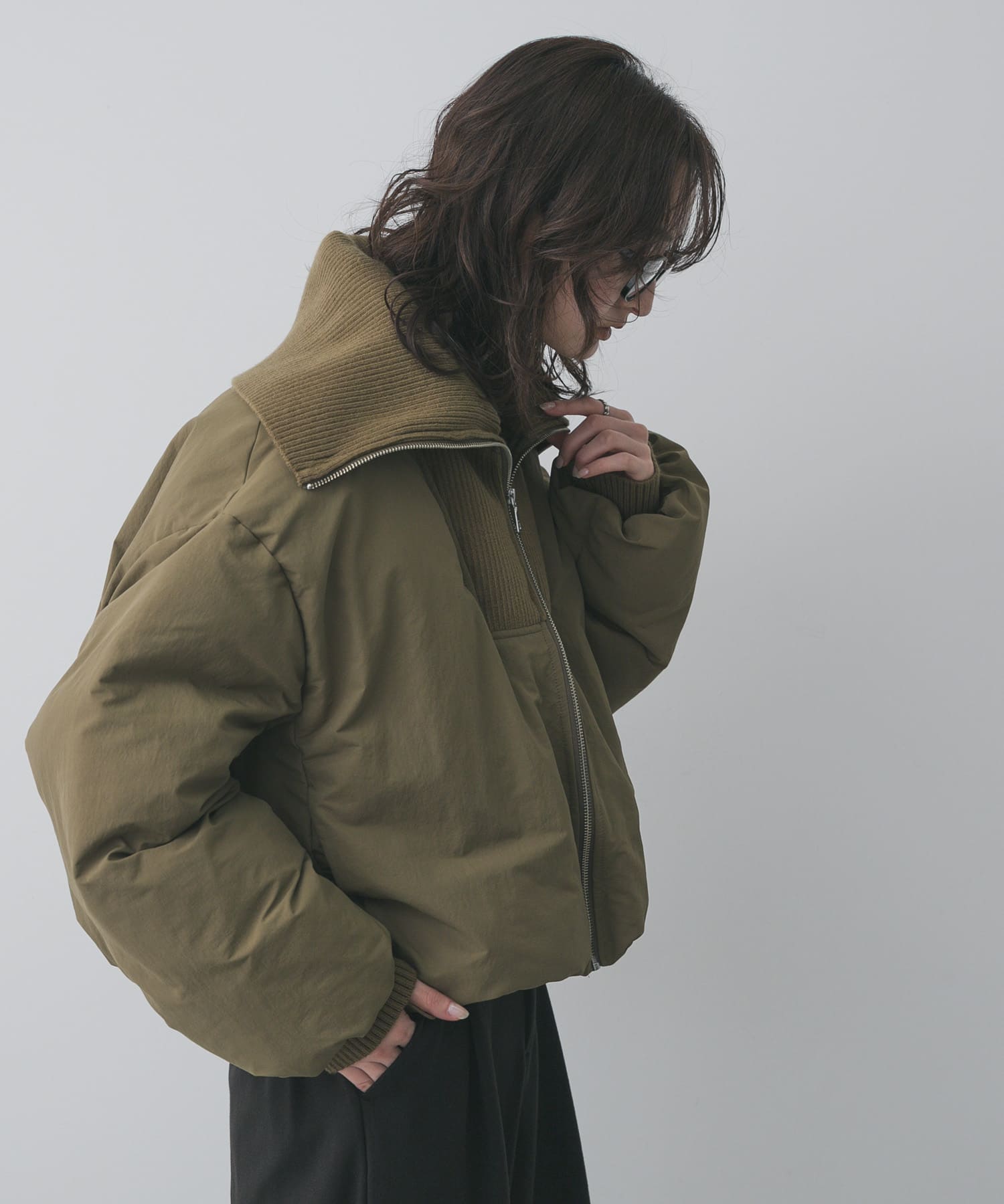 ジャケット・アウター OBK ビッグカラーショートパフジャケット(One KHAKI): アウター｜URBAN