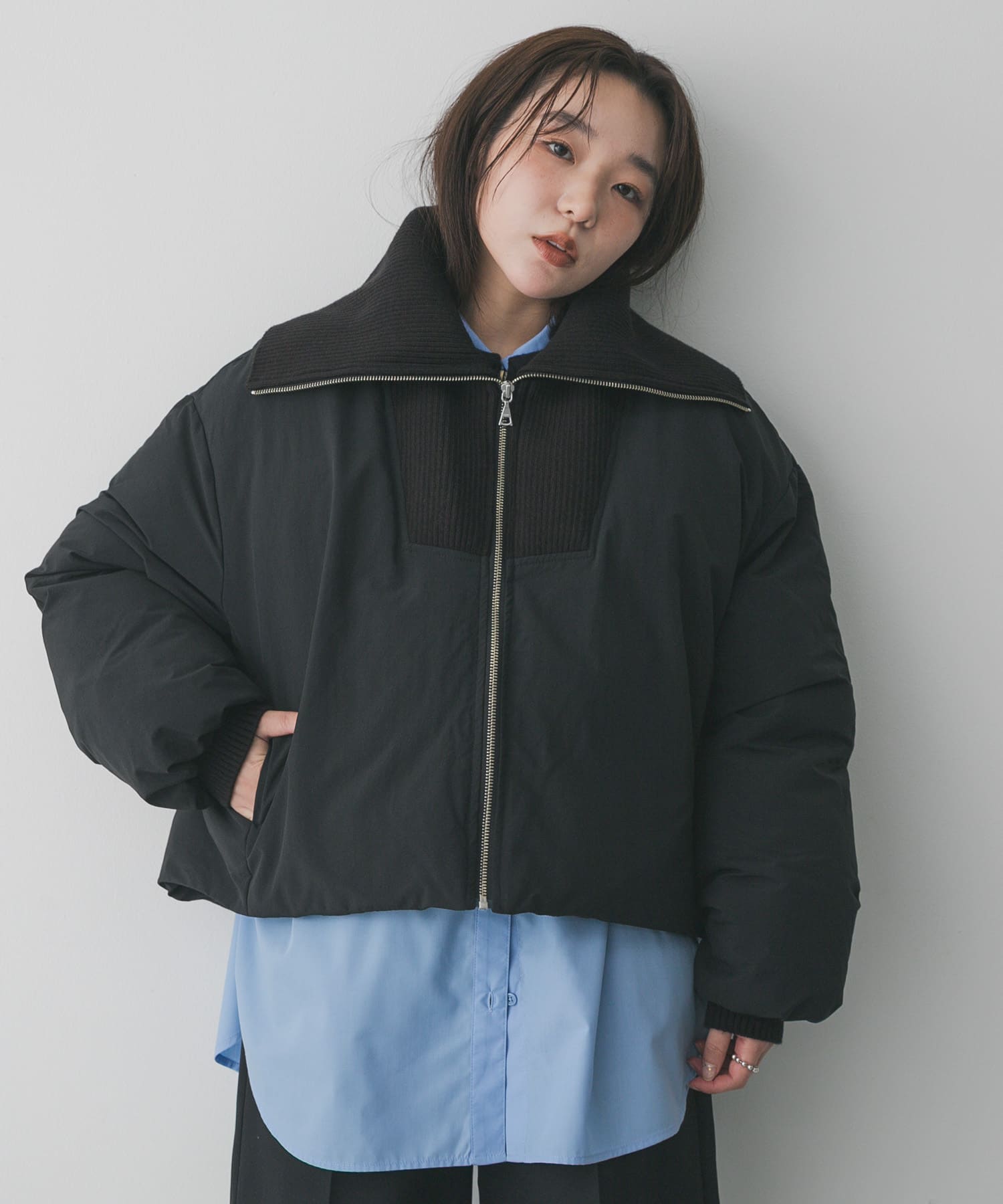 ビッグカラーショートパフジャケット(One KHAKI): アウター｜URBAN