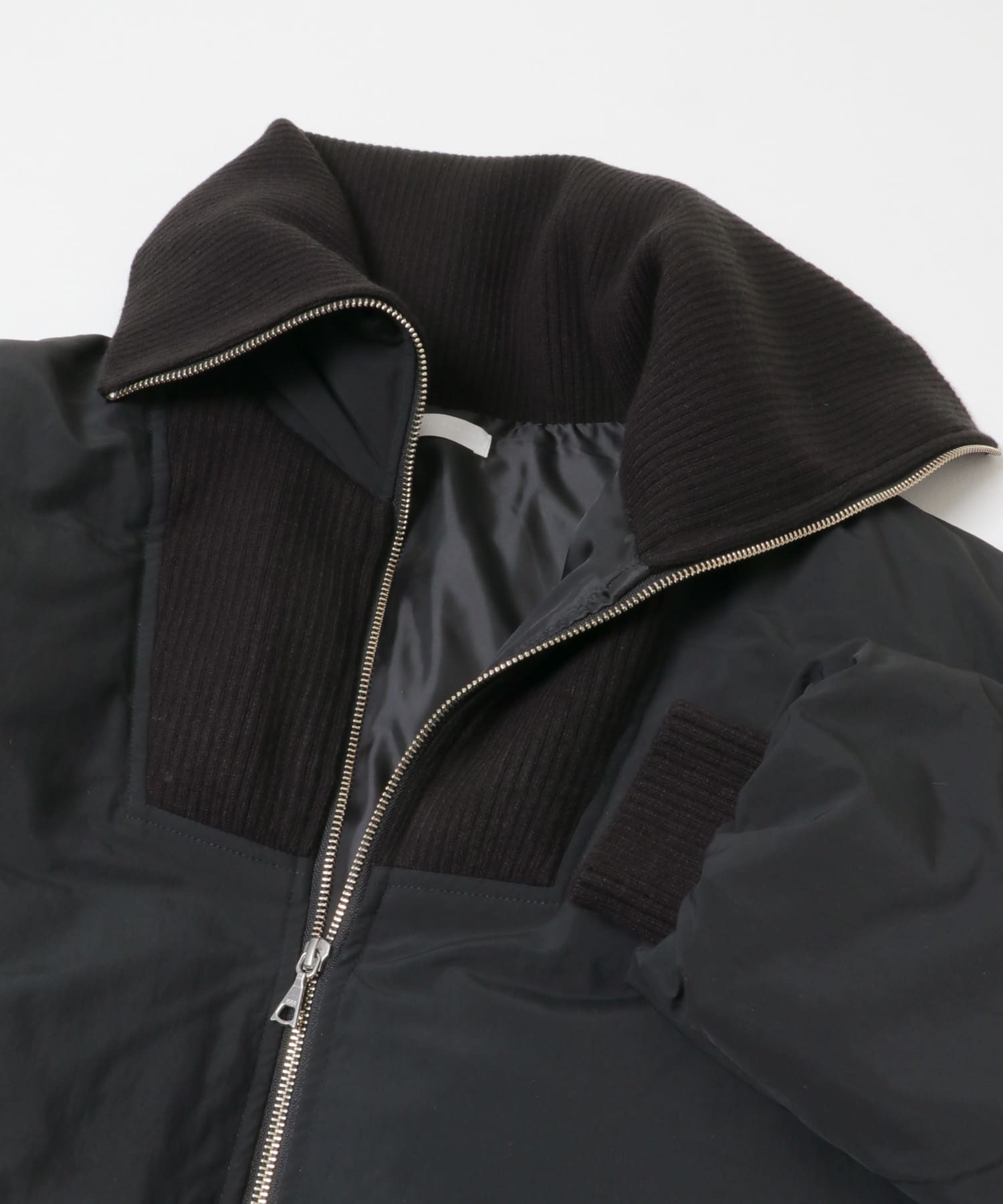 ビッグカラーショートパフジャケット BLACK One