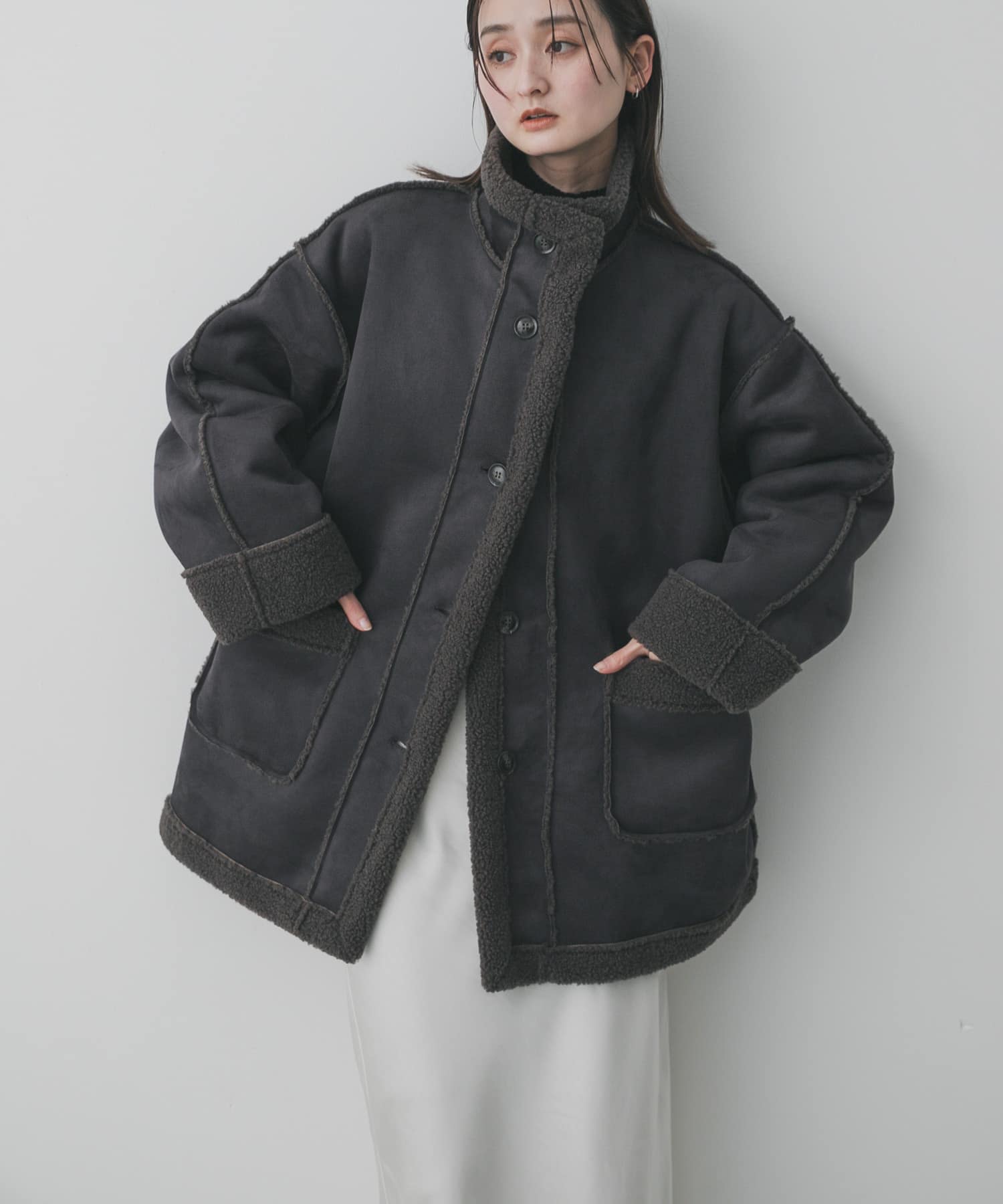 フェイクムートンスタンドジャケット