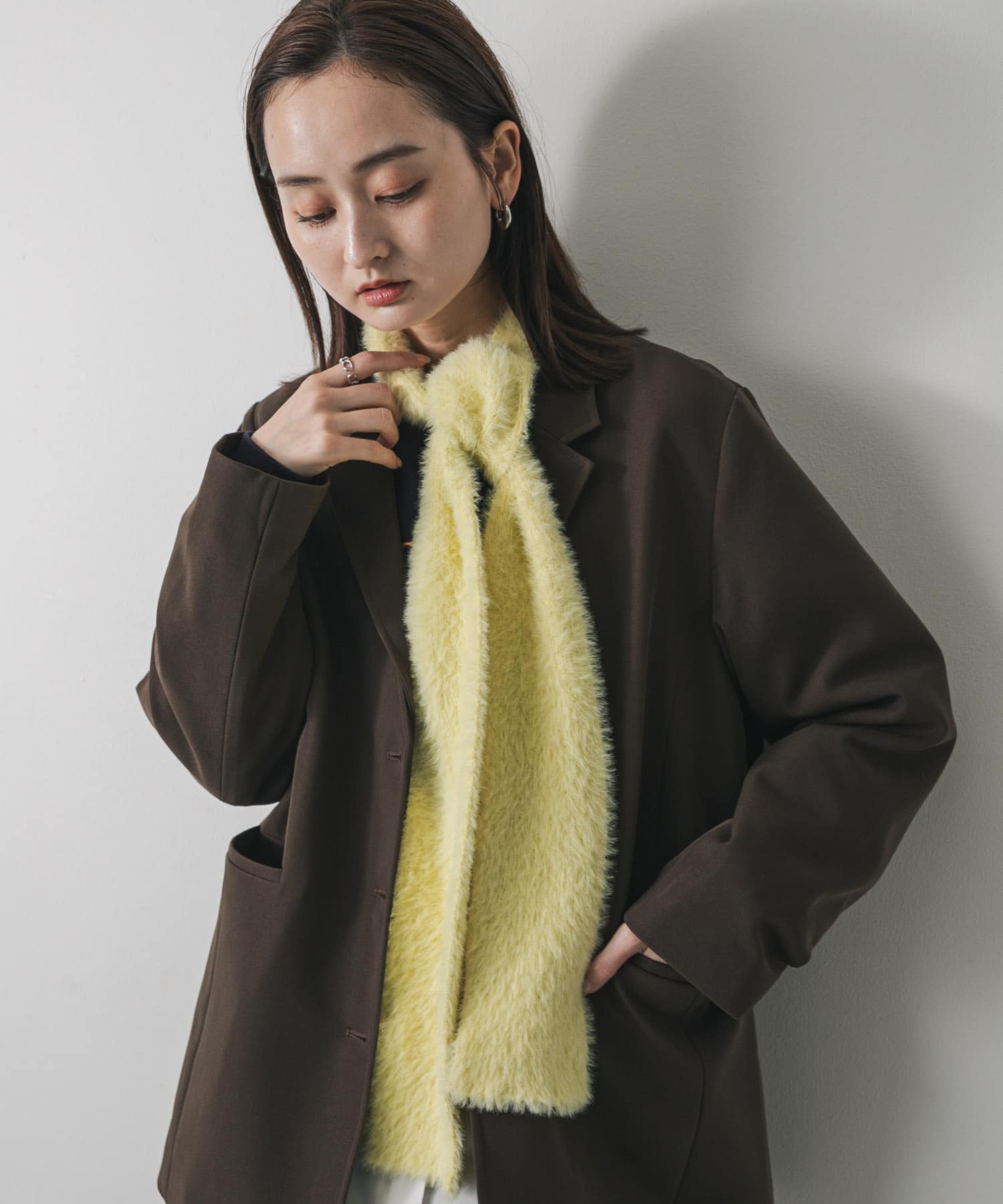 シャギーナローストール YELLOW one