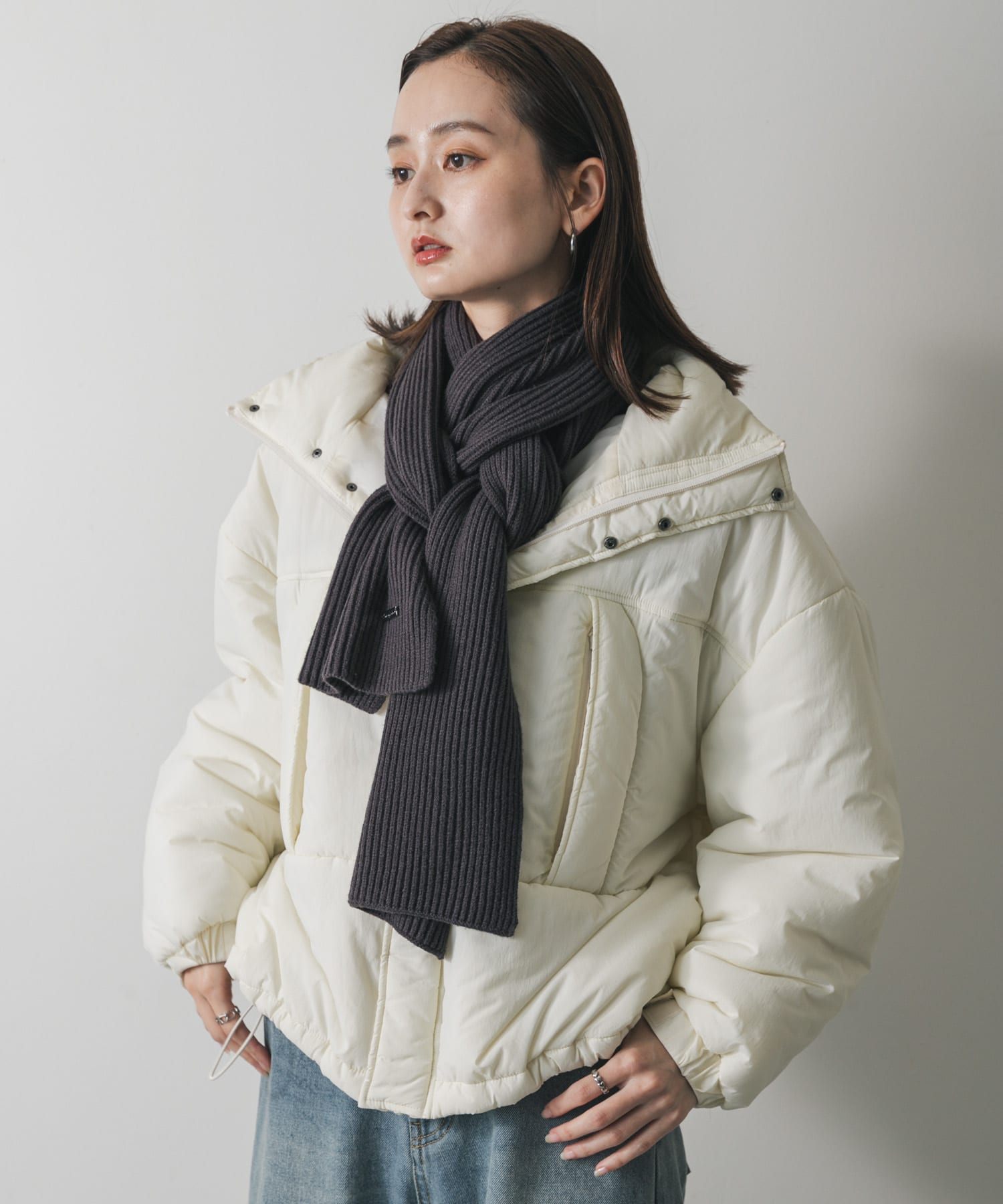 モチモチニットストール CHARCOAL one