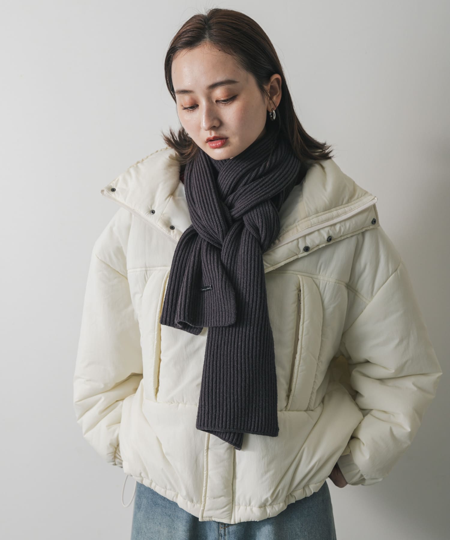 モチモチニットストール CHARCOAL one