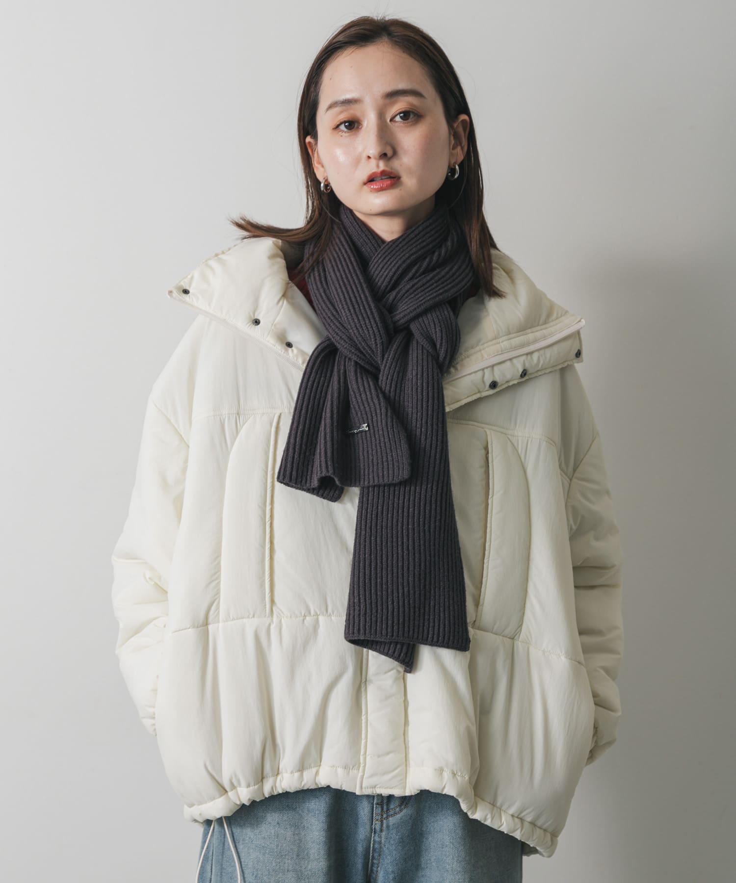 モチモチニットストール CHARCOAL one