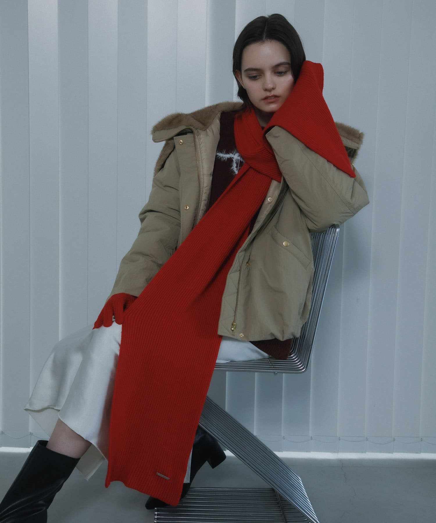 モチモチニットストール RED one
