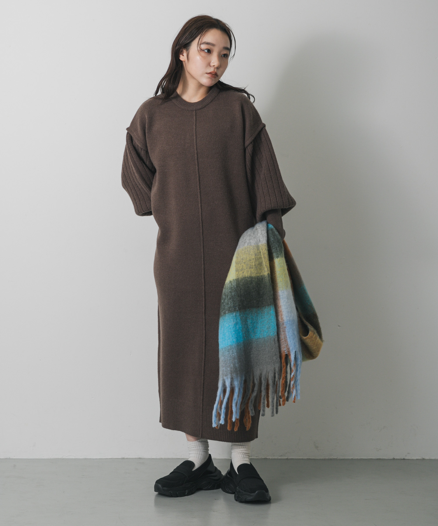 ボリュームチェックストール BLUE One