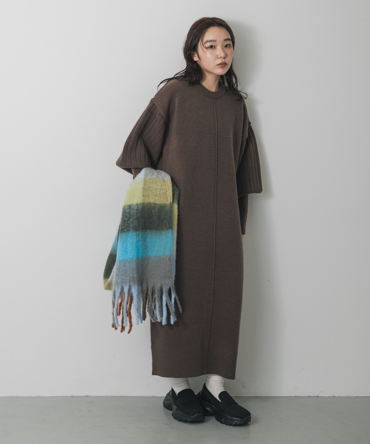 ボリュームチェックストール BLUE One