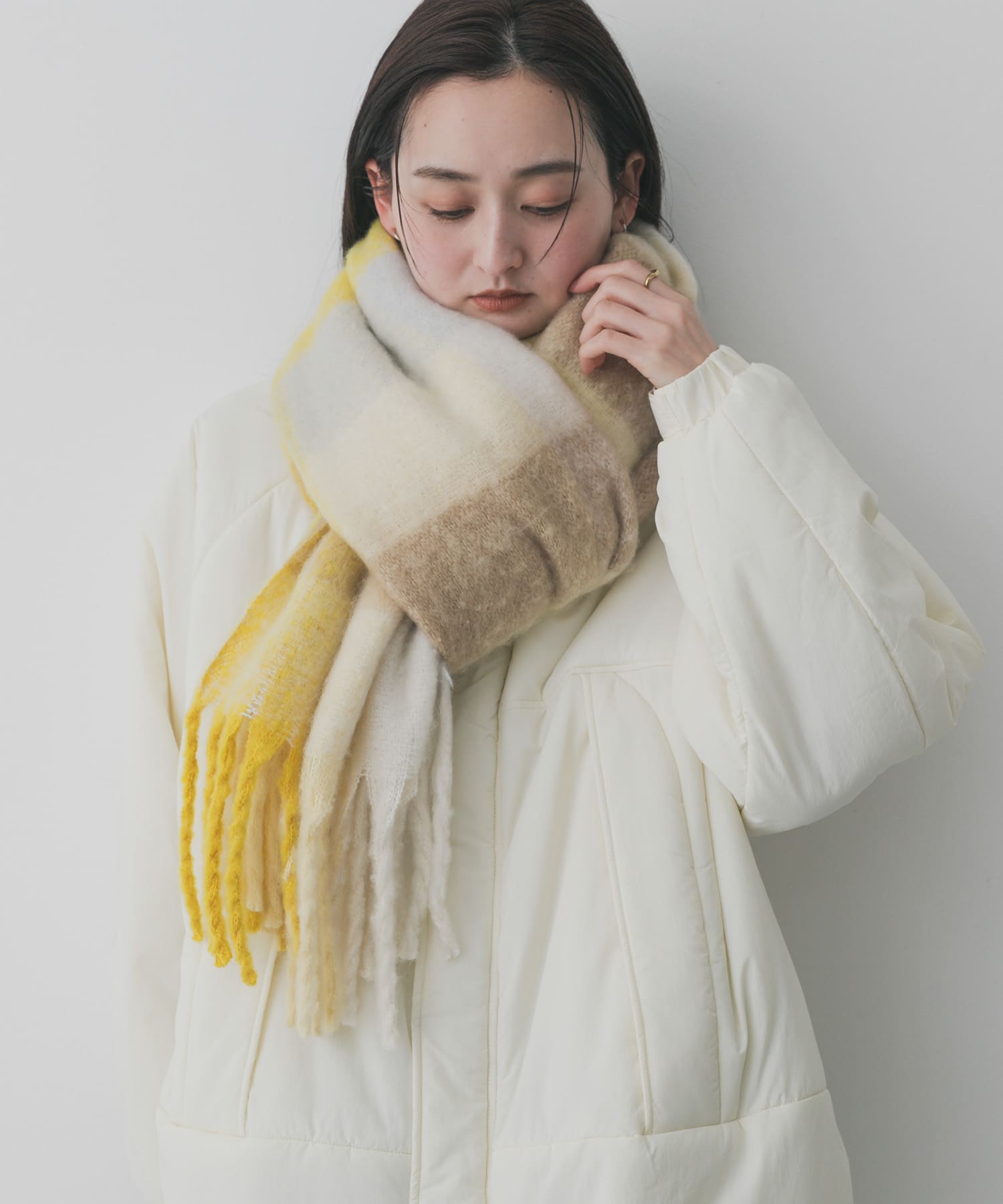 ボリュームチェックストール YELLOW One