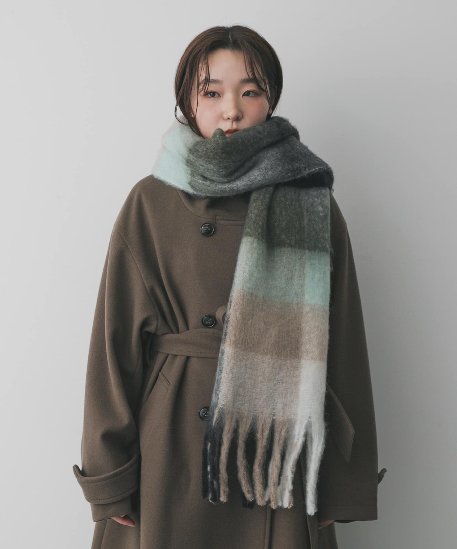 ボリュームチェックストール GRAY One