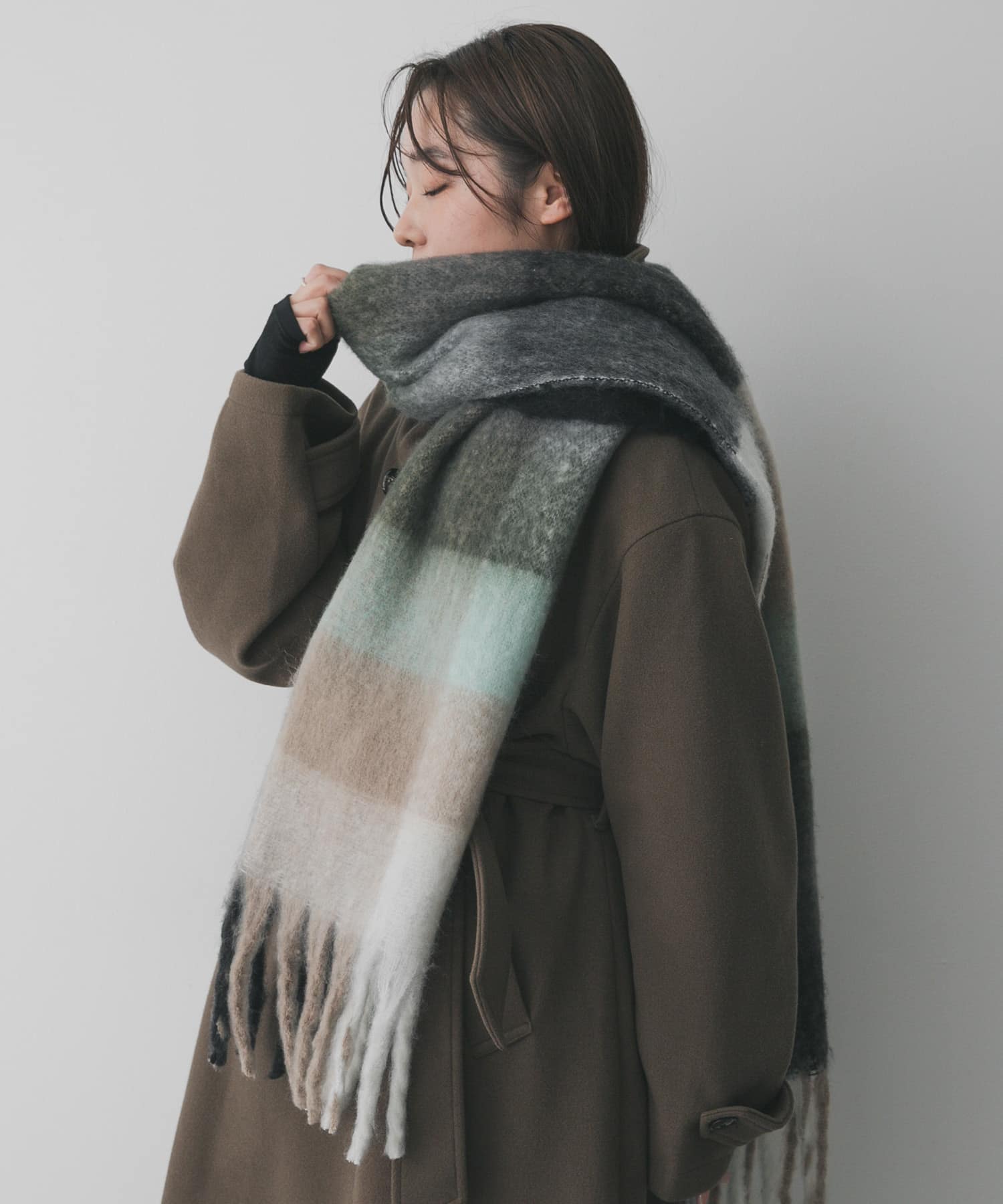 ボリュームチェックストール GRAY One