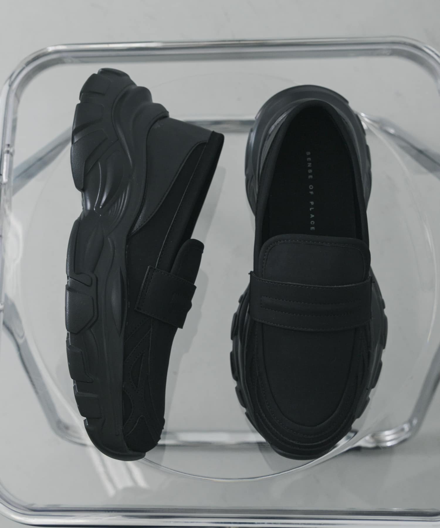 『軽量』スニーカーソールローファー BLACK M