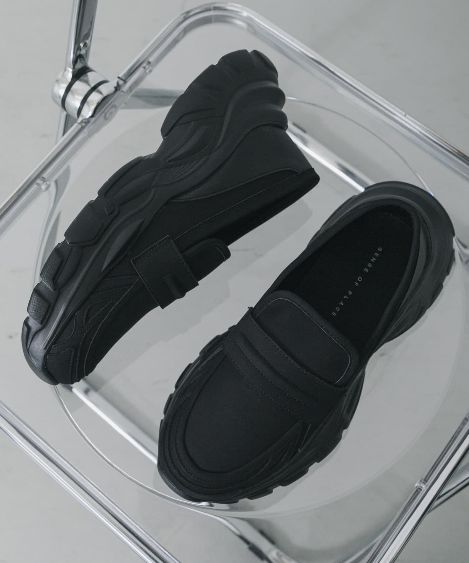 『軽量』スニーカーソールローファー BLACK M