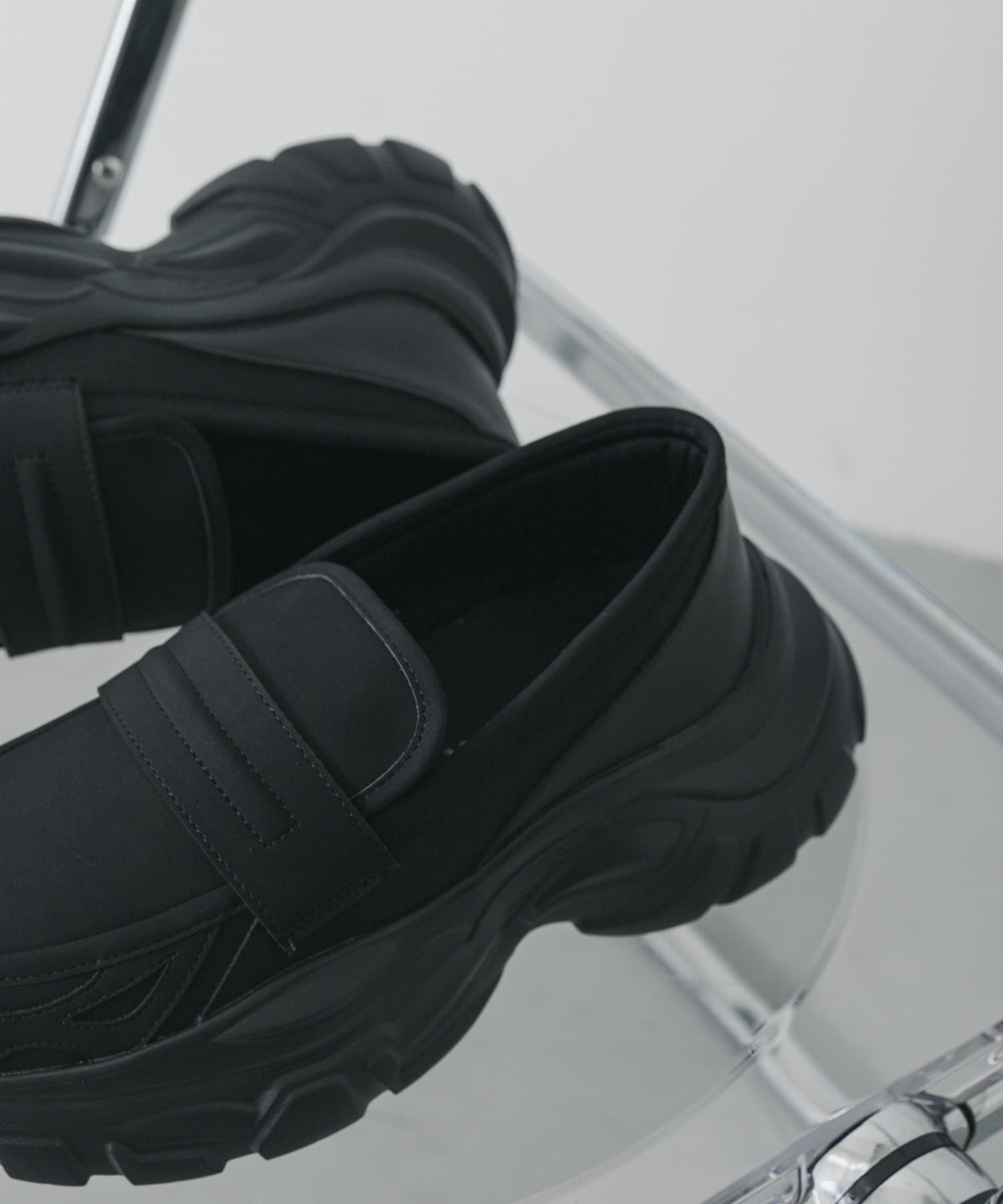 『軽量』スニーカーソールローファー BLACK M