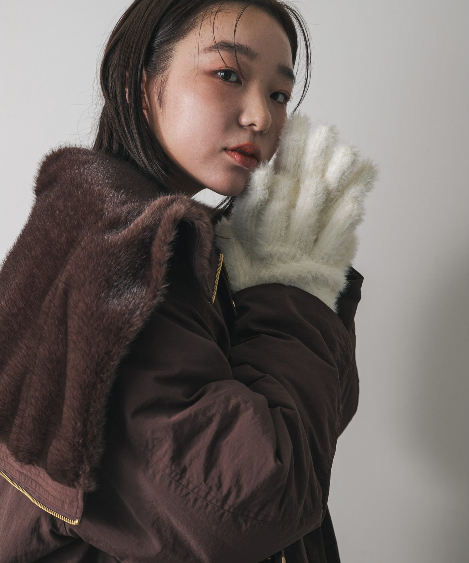 シャギーニットグローブ OFF WHITE one