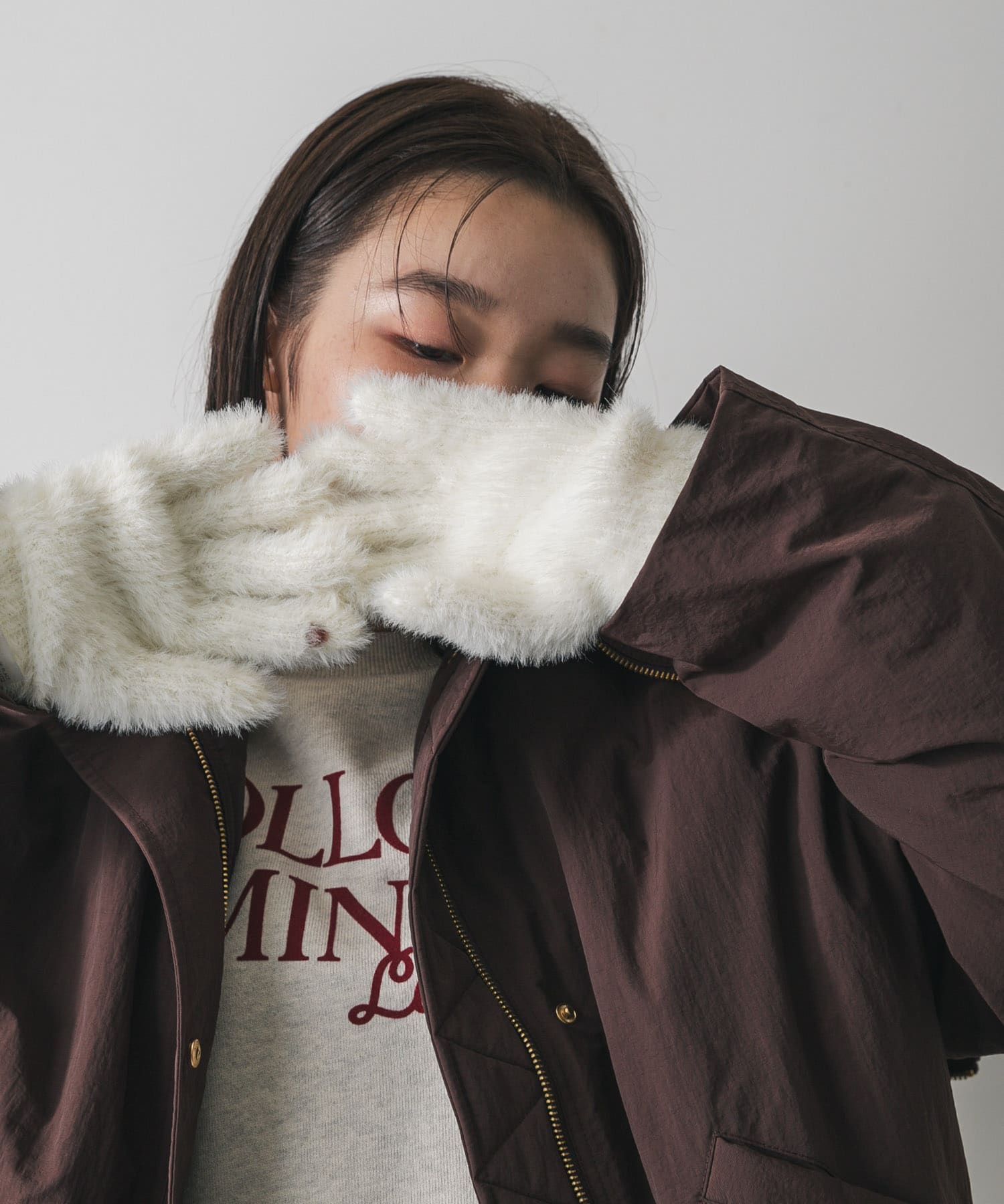 シャギーニットグローブ OFF WHITE one